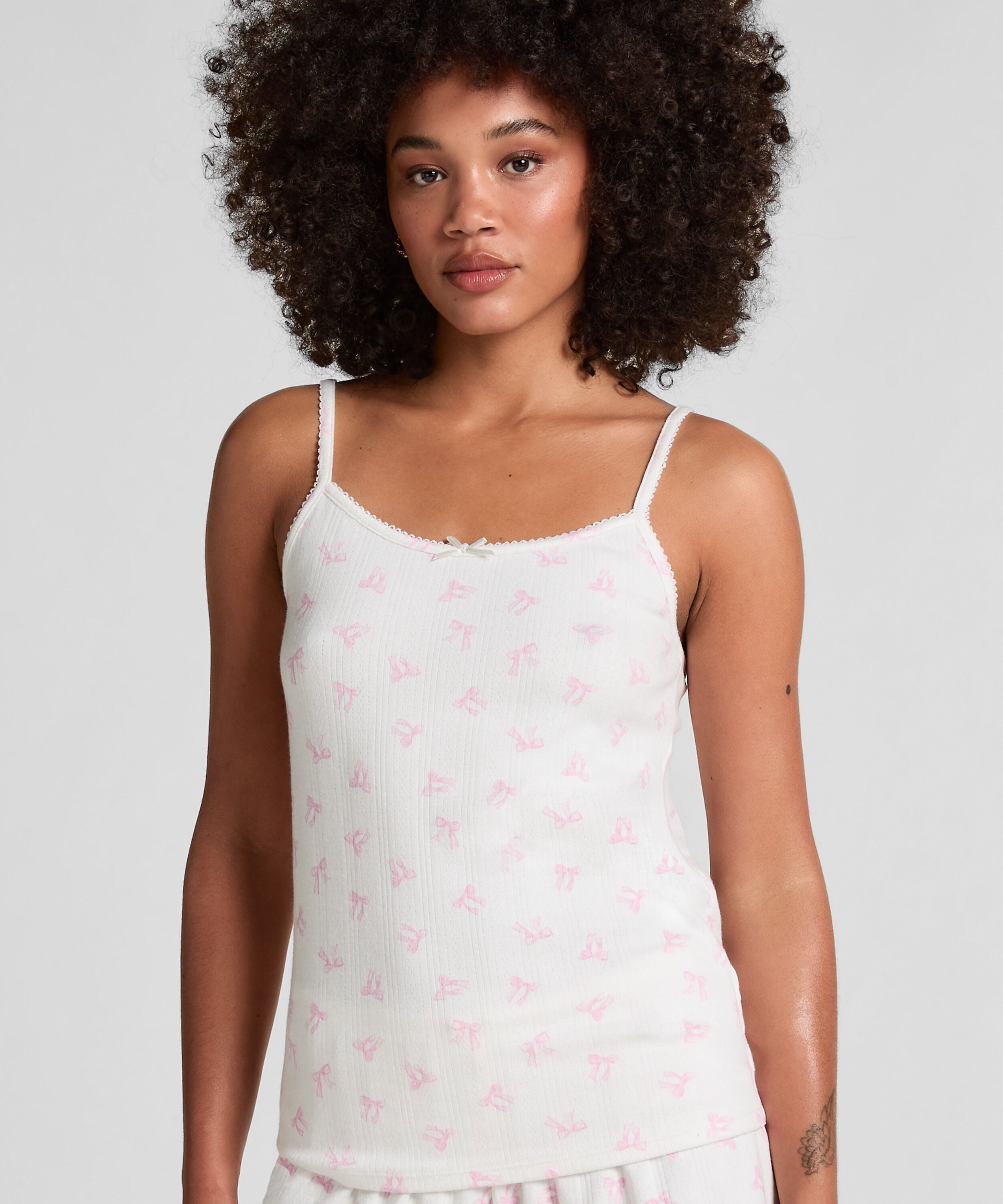 Pointelle camitop, Wit Pointelle camitop, Wit