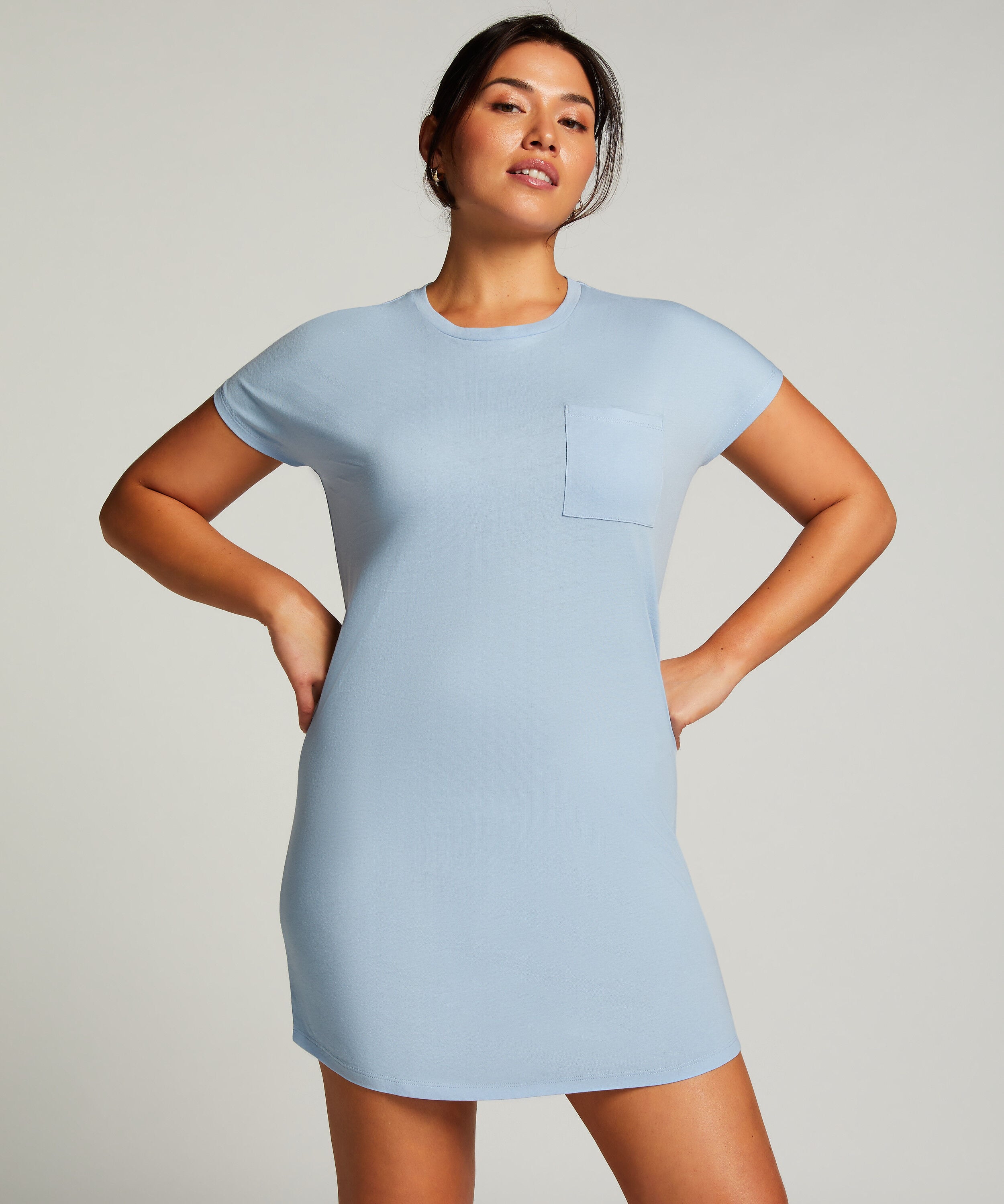 Nachthemd ronde hals, Blauw Nachthemd ronde hals, Blauw