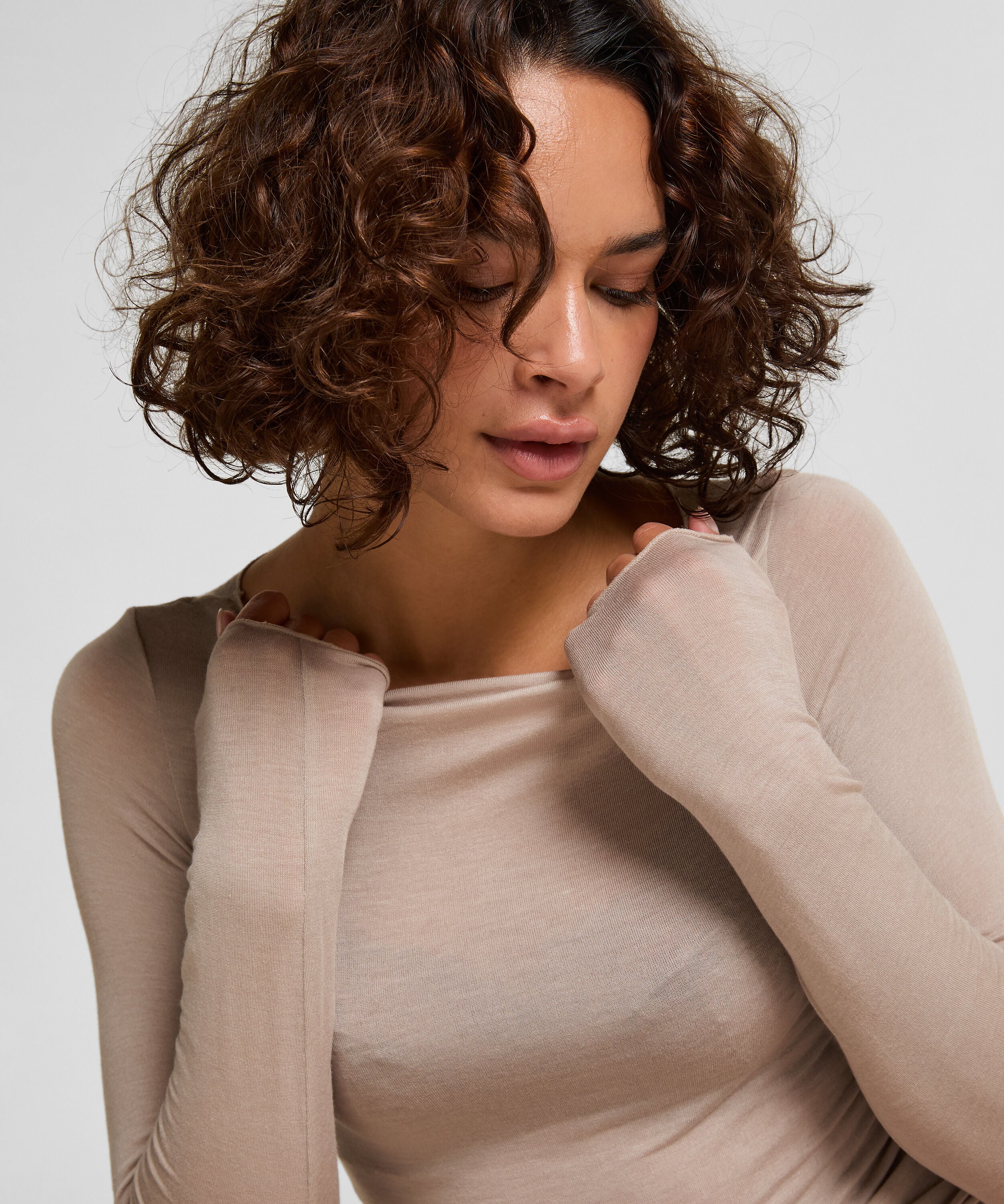 super soft Boothals Shirt met Cashmere, Grijs