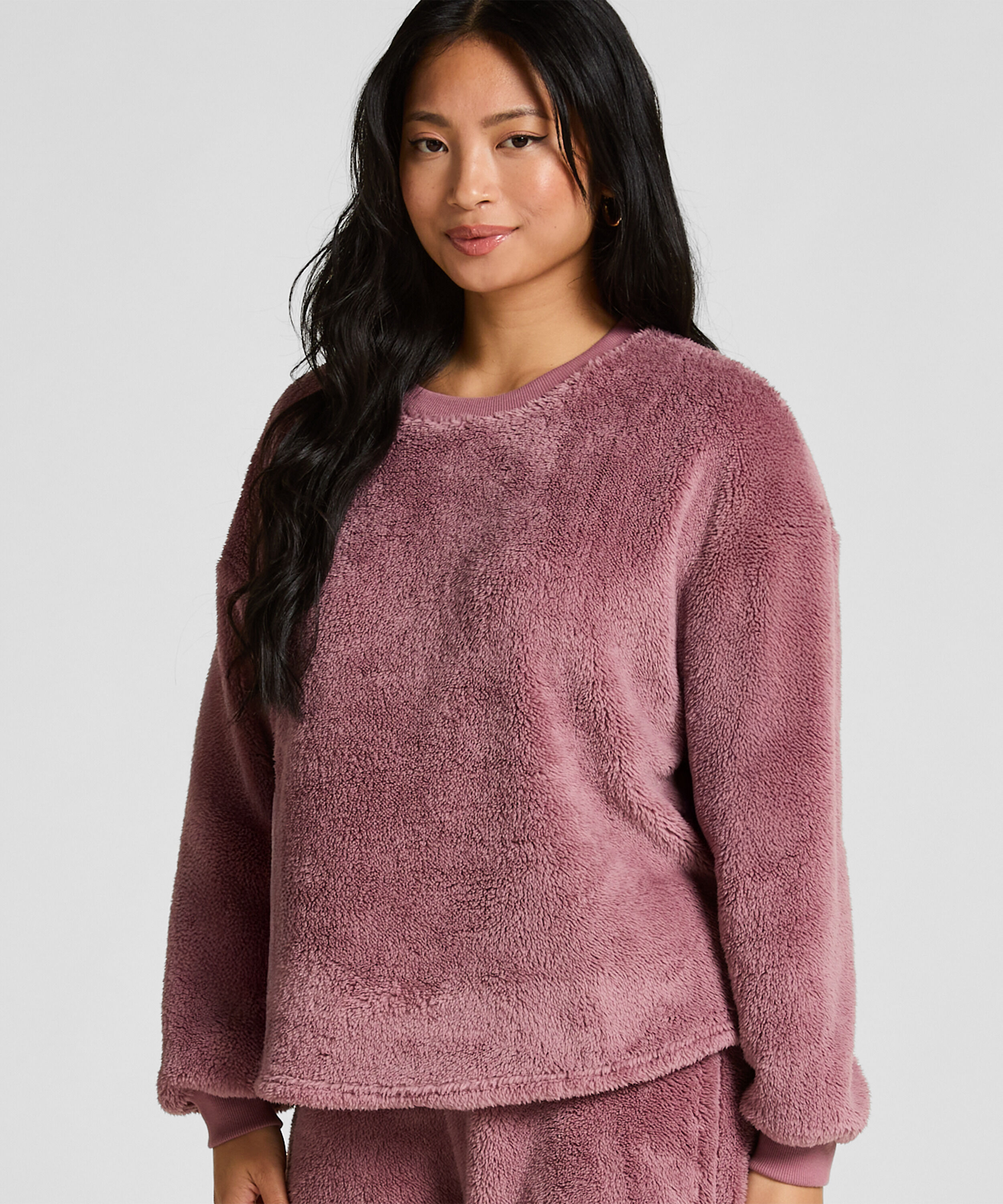 Top met lange mouwen Fluffy Fleece, Roze
