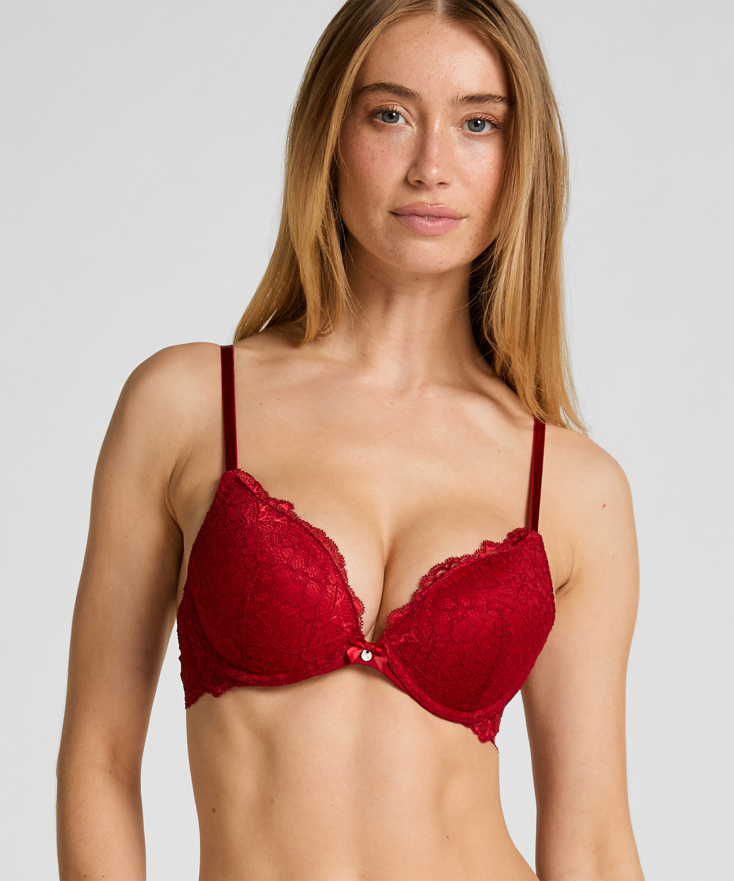 Voorgevormde push-up beugel bh Marine, Rood