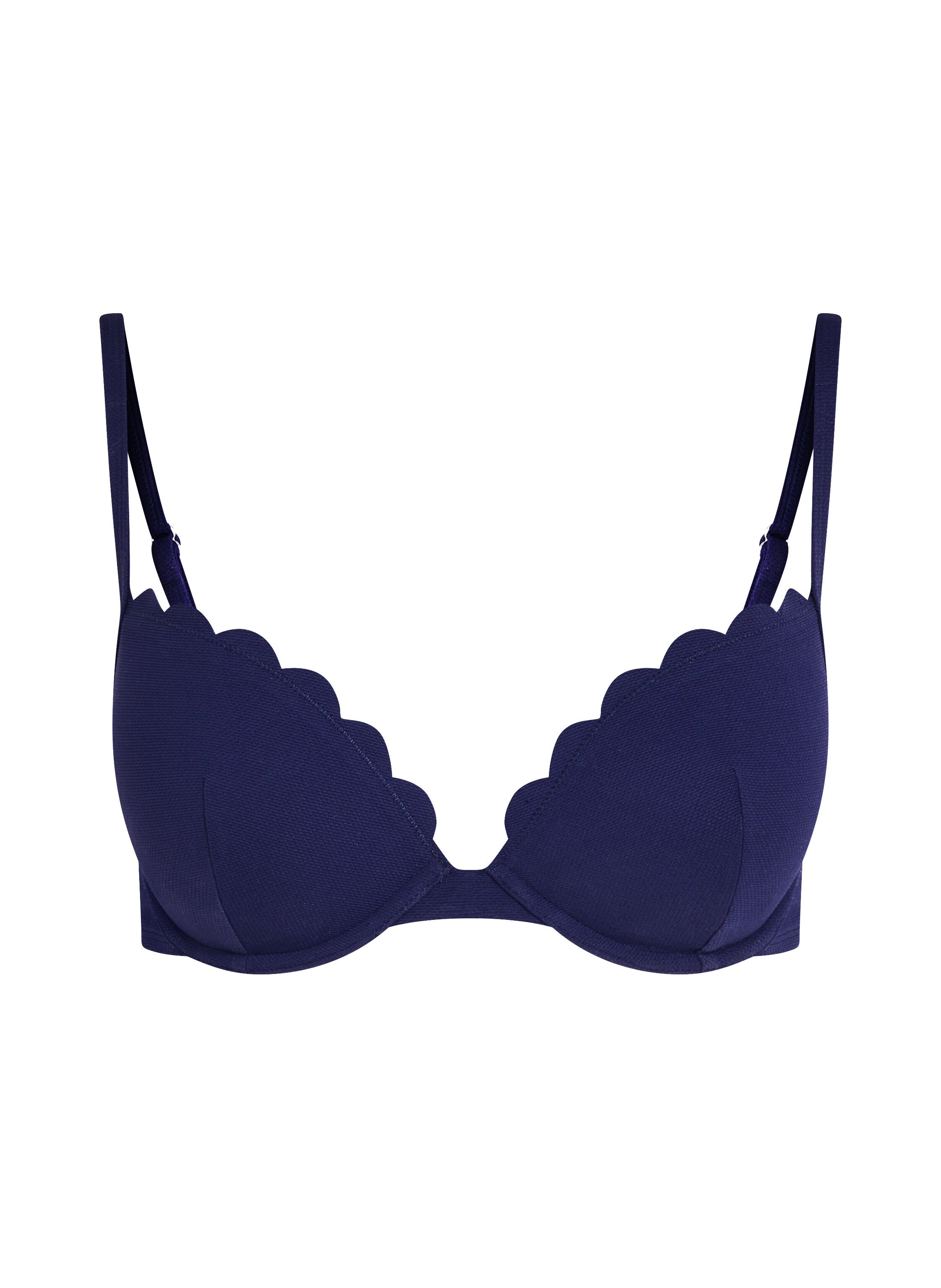 Voorgevormde push-up beugel bikinitop Scallop Cup A - E, Blauw