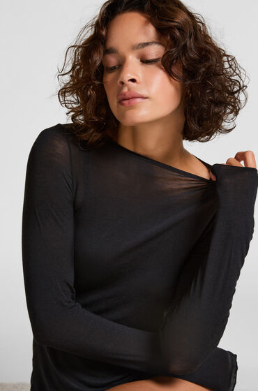 Hunkemöller super soft Boothals Shirt met Cashmere Zwart