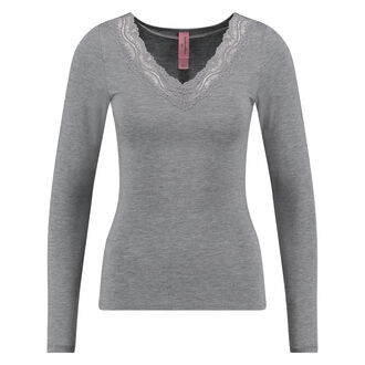 Top V-hals longsleeve, Grijs