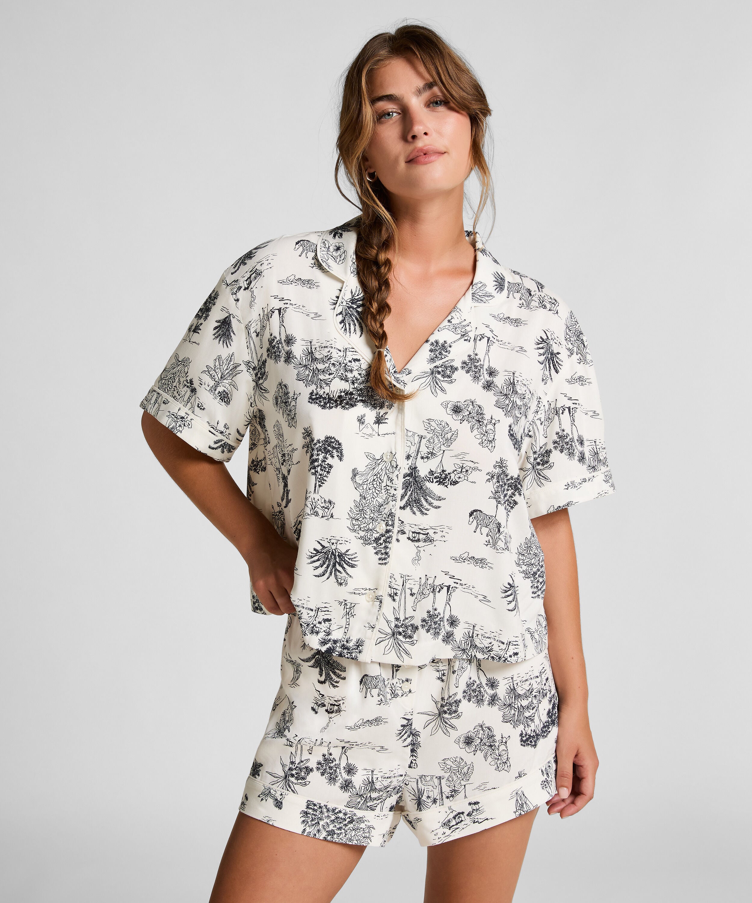 Geweven short, Wit