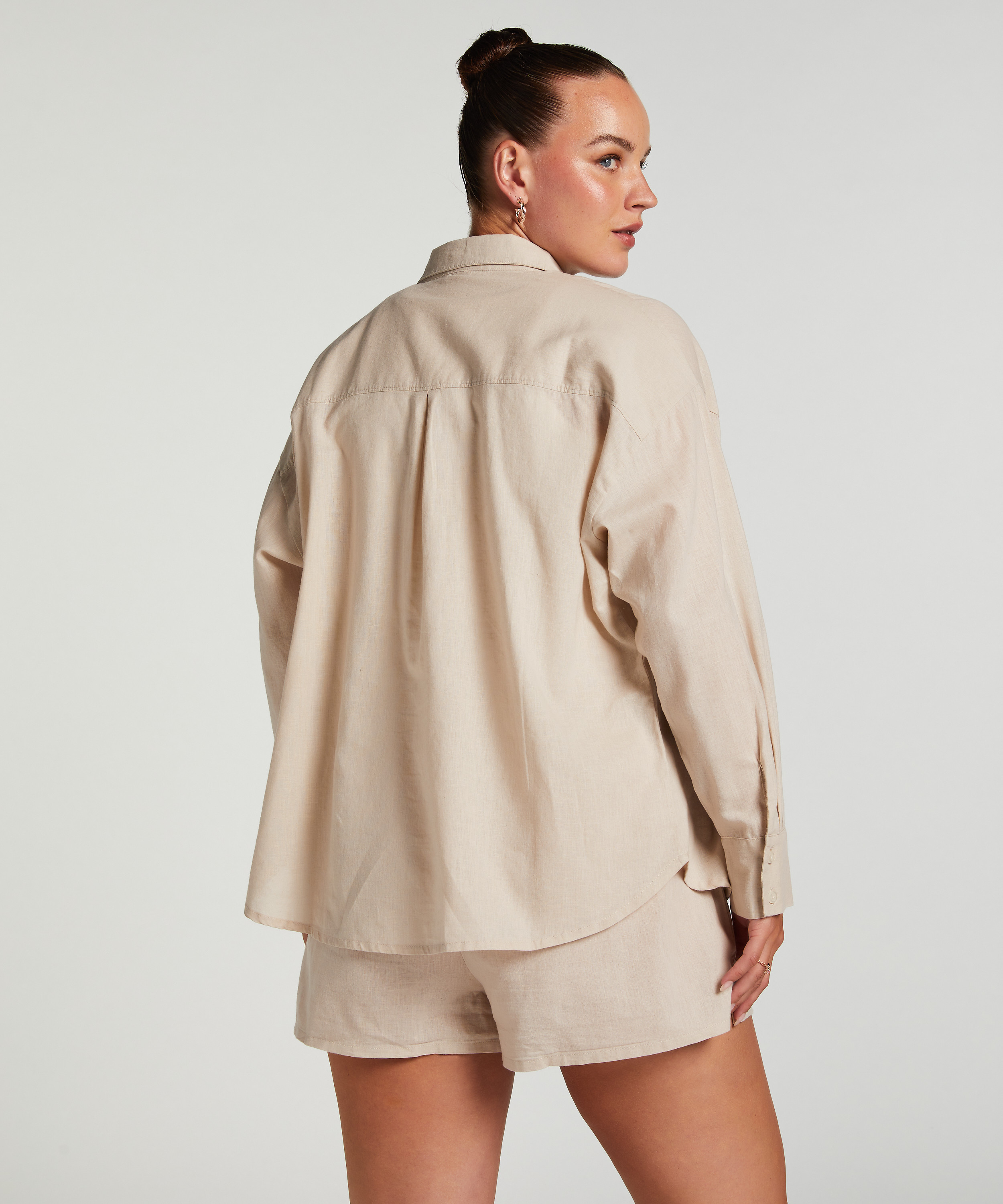 Pyjama top Linnen, Beige, main