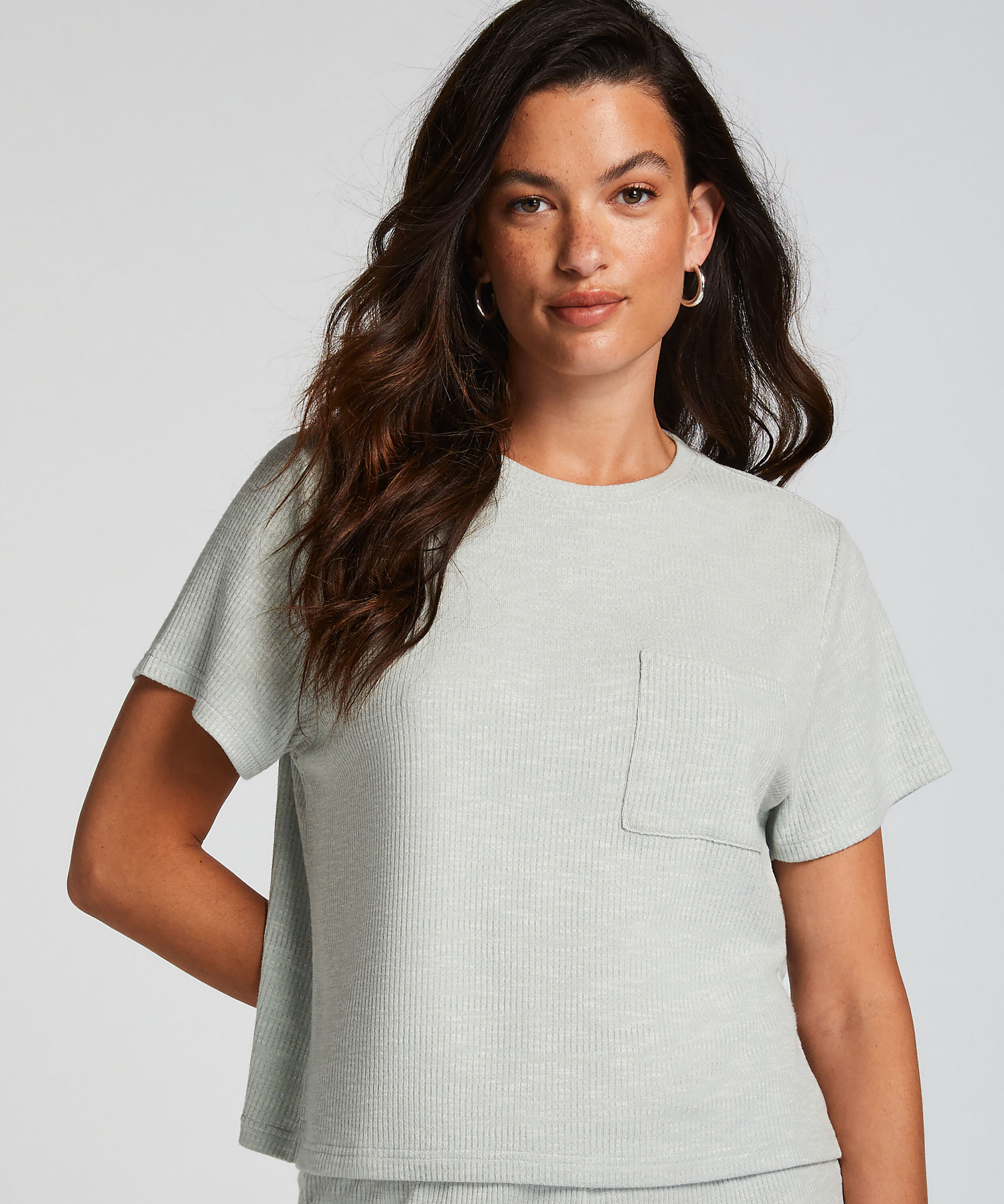 Top korte mouwen Rib, Groen
