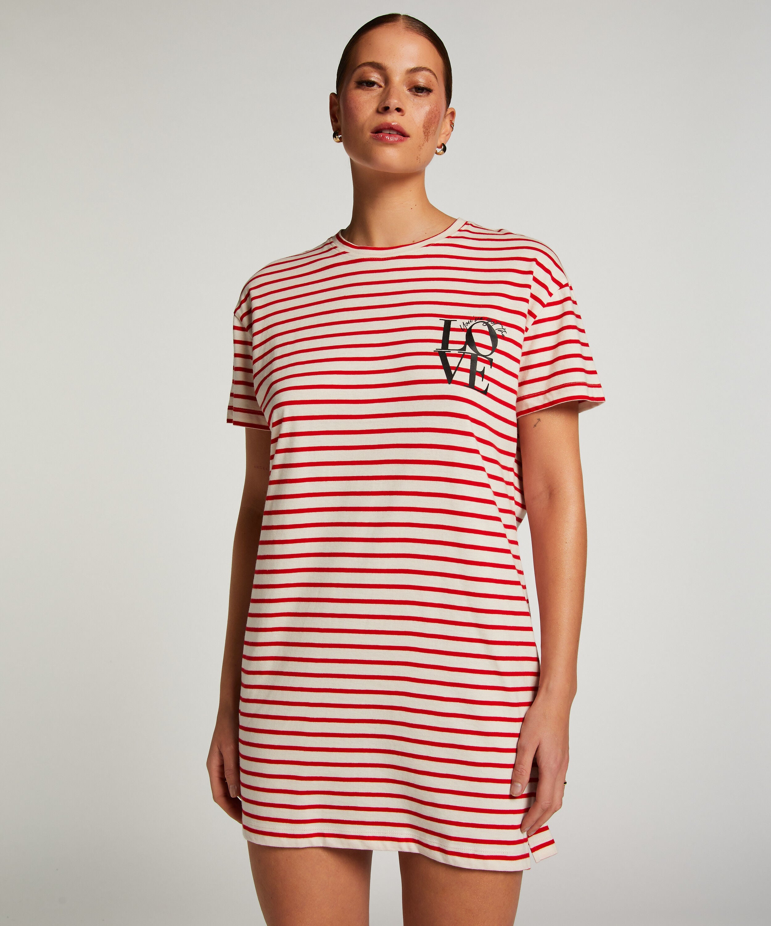Nachthemd ronde hals, Rood