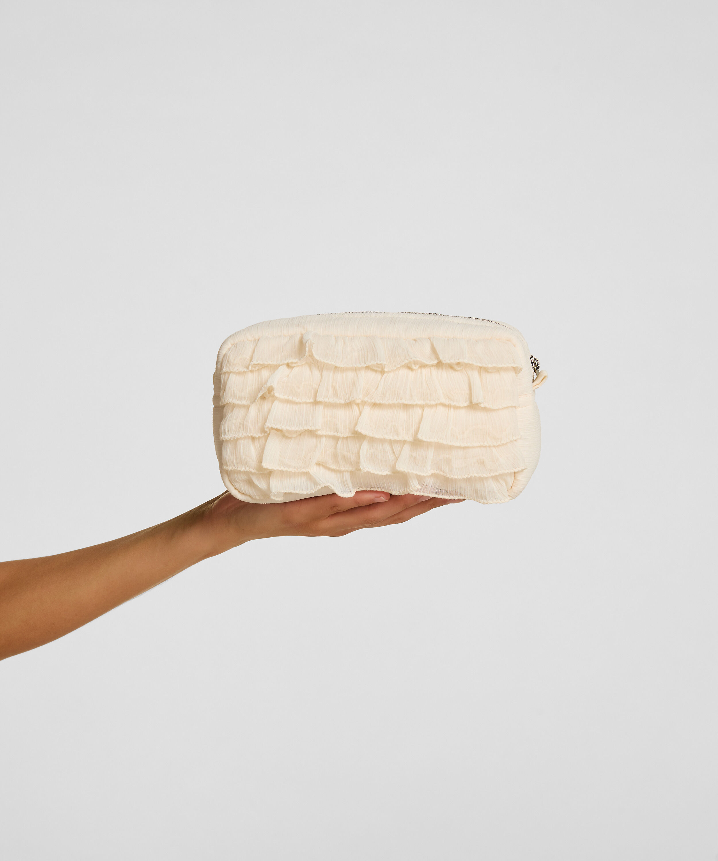 Make-Up Tasje Ruffle, Wit