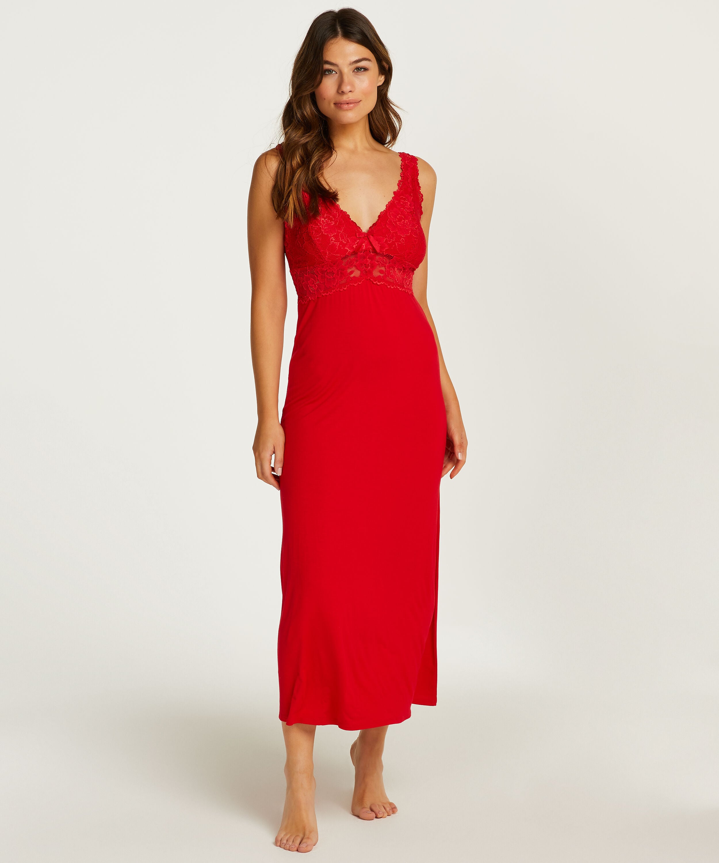 Slipdress Nora Lace Long, Rood Slipdress Nora Lace Long, Rood