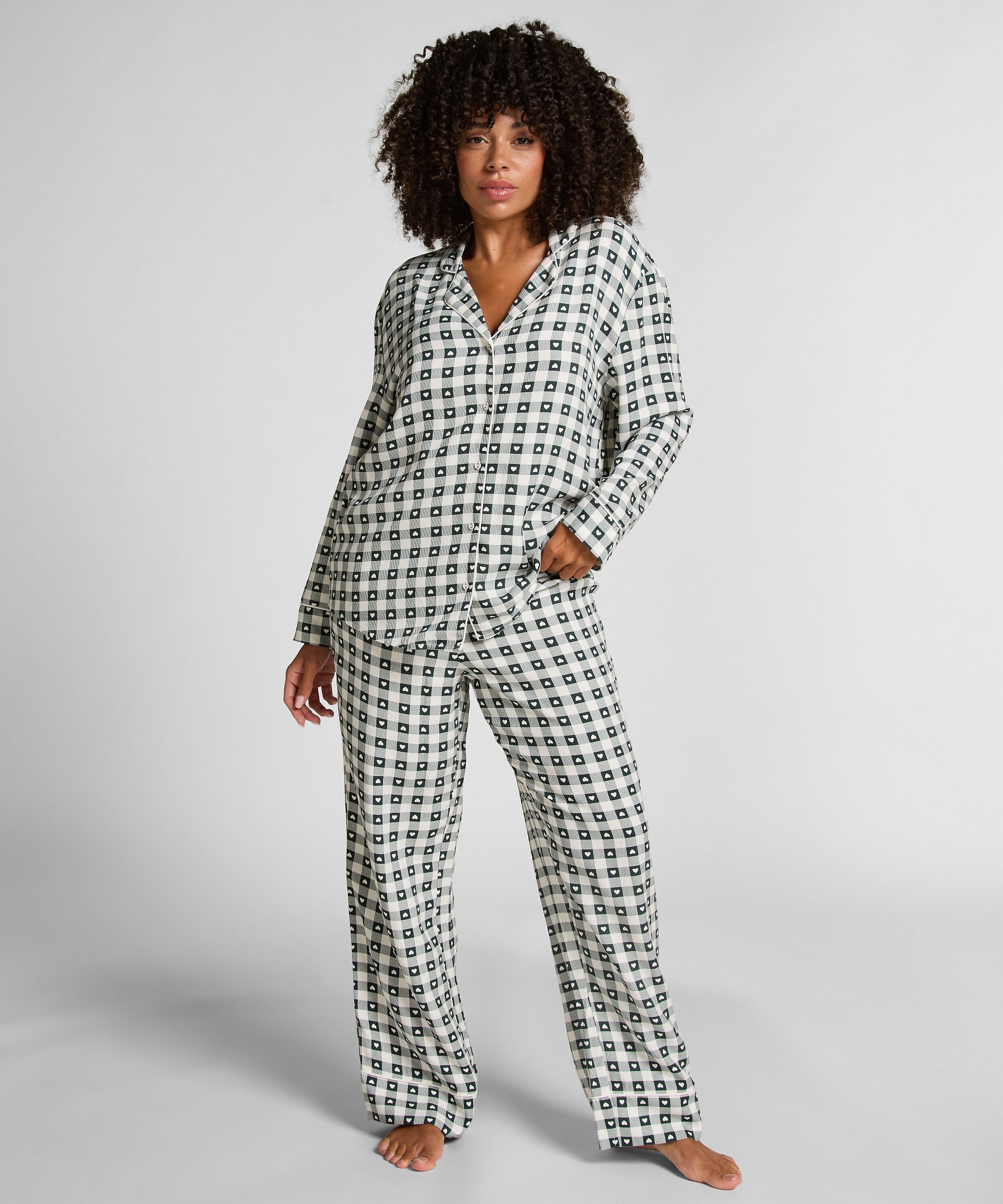 Pyjamaset van keperstof, Groen Pyjamaset van keperstof, Groen