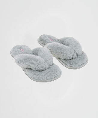 Slippers Fake Fur, Grijs