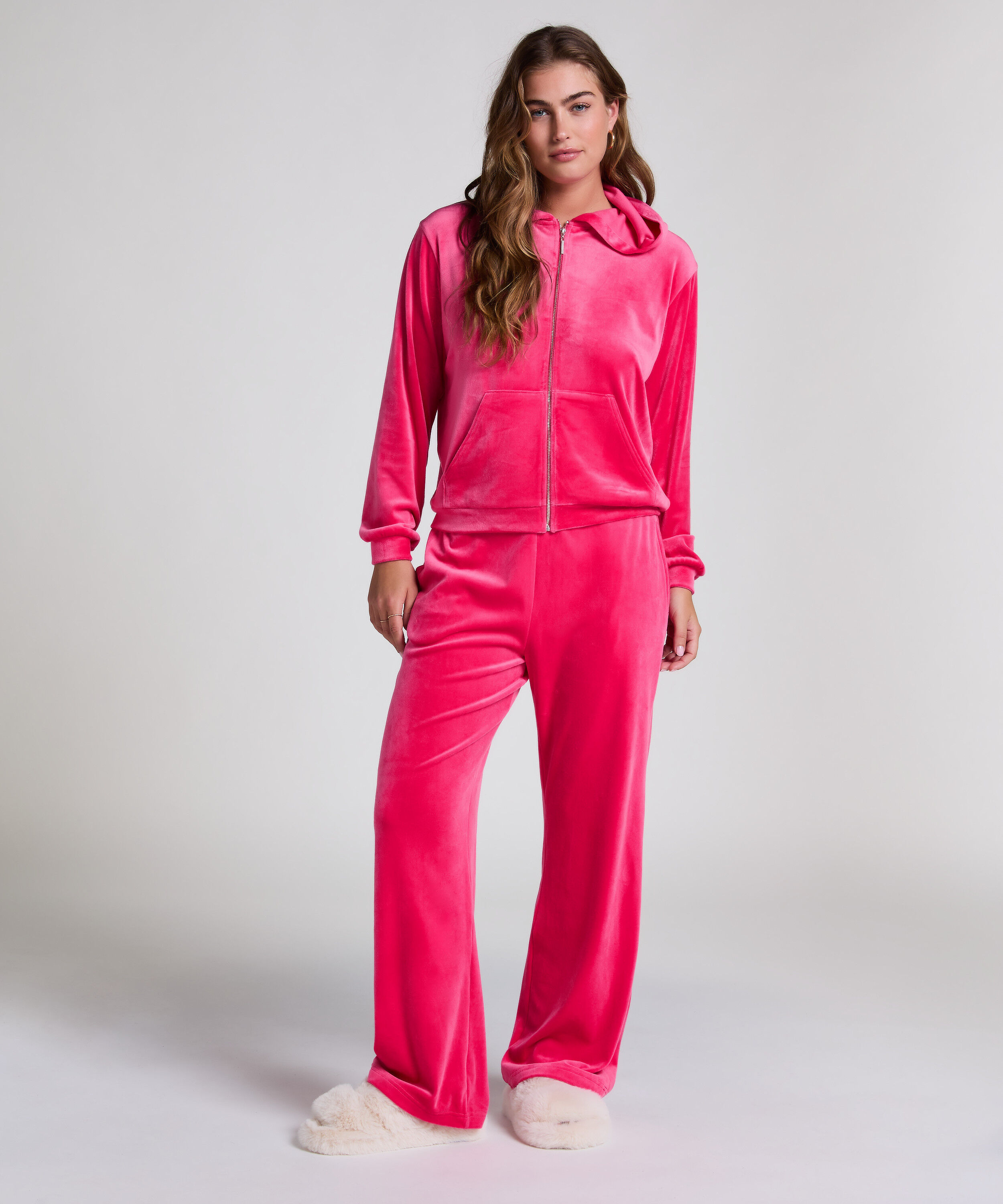 Velours pyjamabroek, Roze Velours pyjamabroek, Roze
