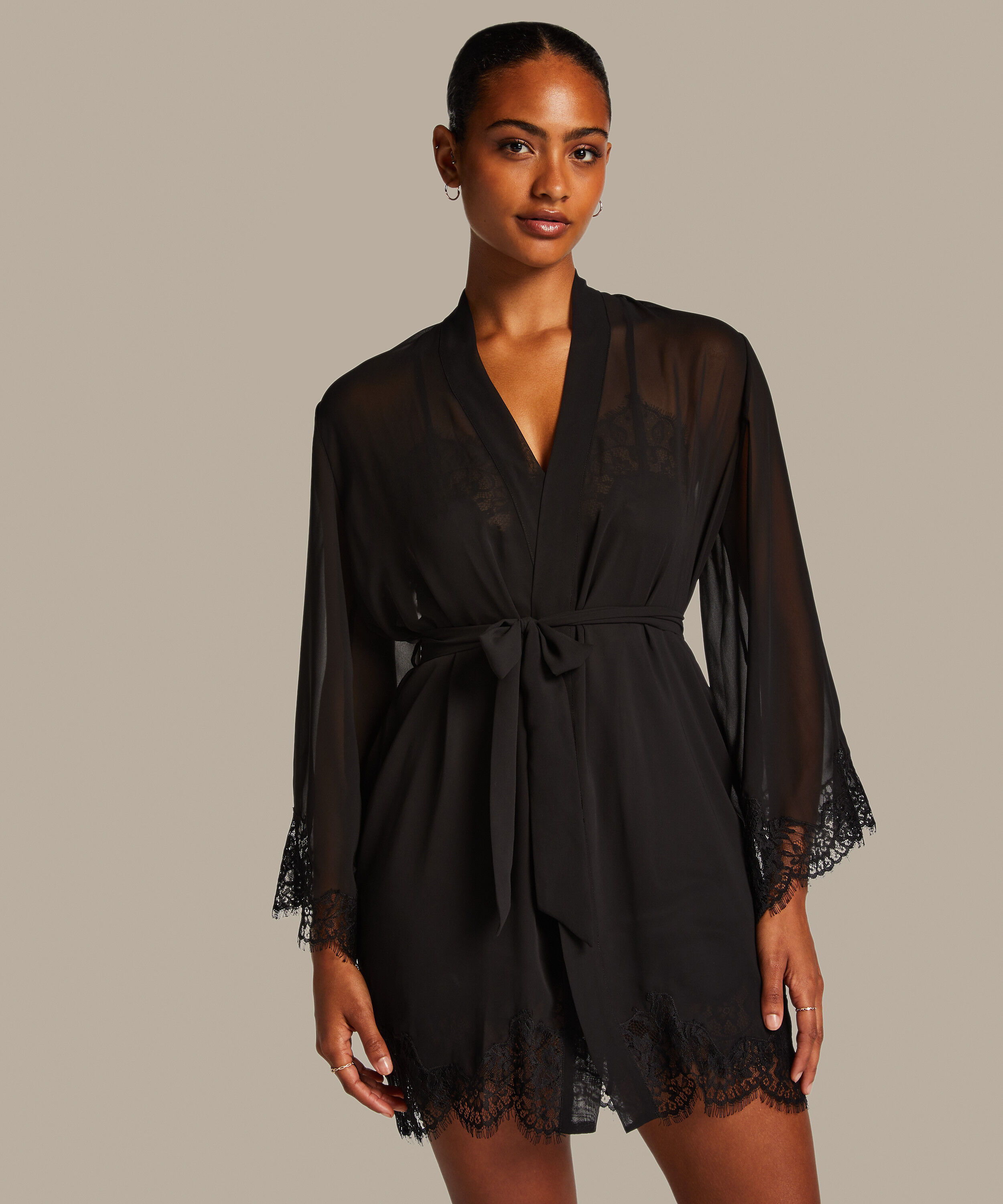Kimono Satin, Zwart Kimono Satin, Zwart