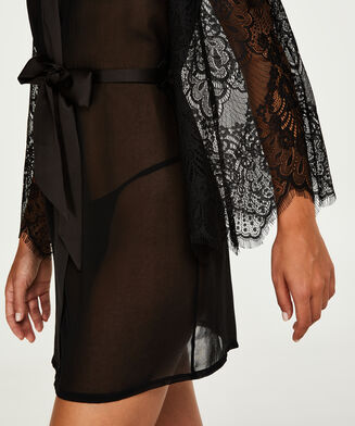Kimono Mesh lace, Zwart