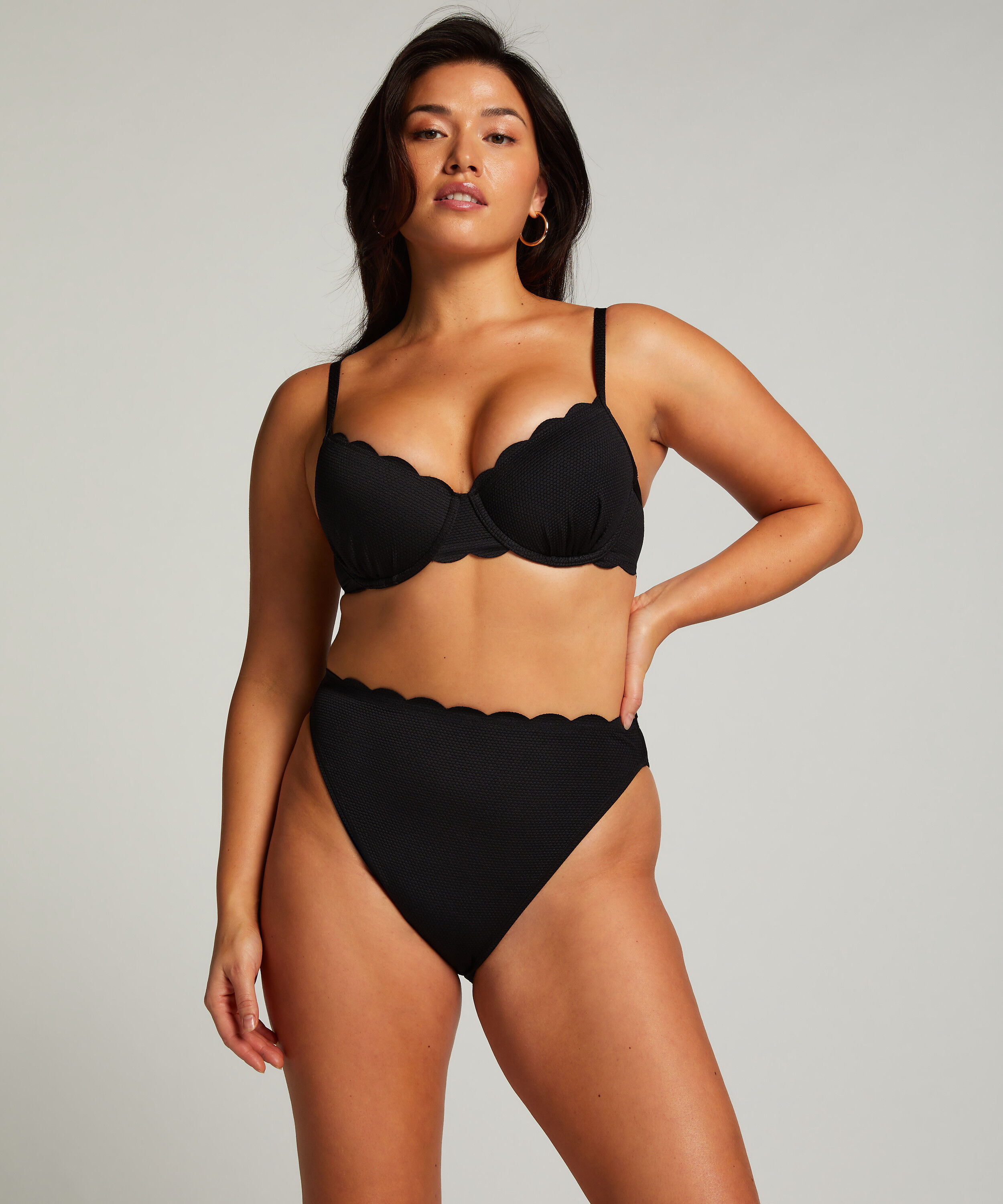 Rio Bikinibroekje Scallop, Zwart