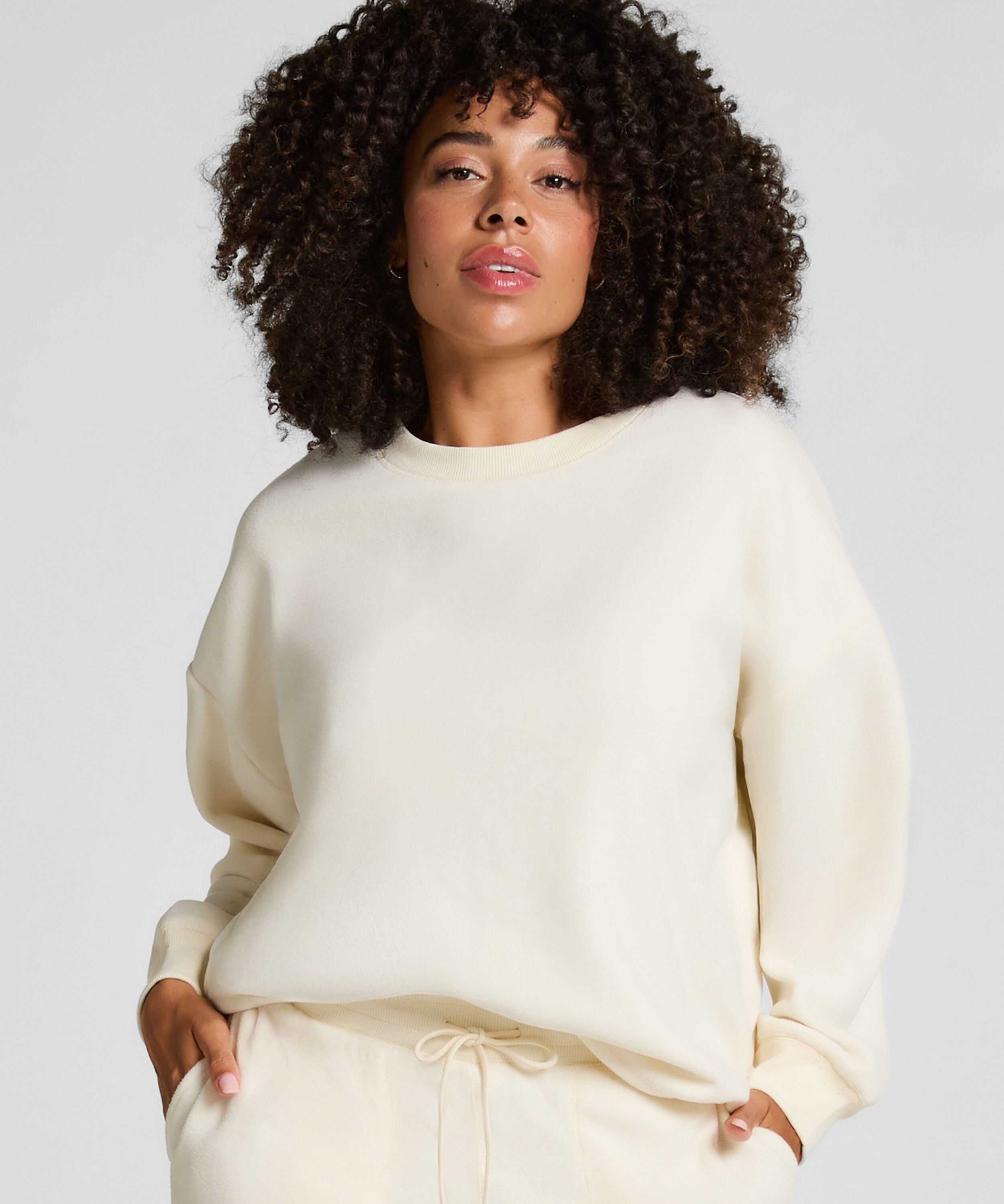 Sportieve fleece top, Wit Sportieve fleece top, Wit