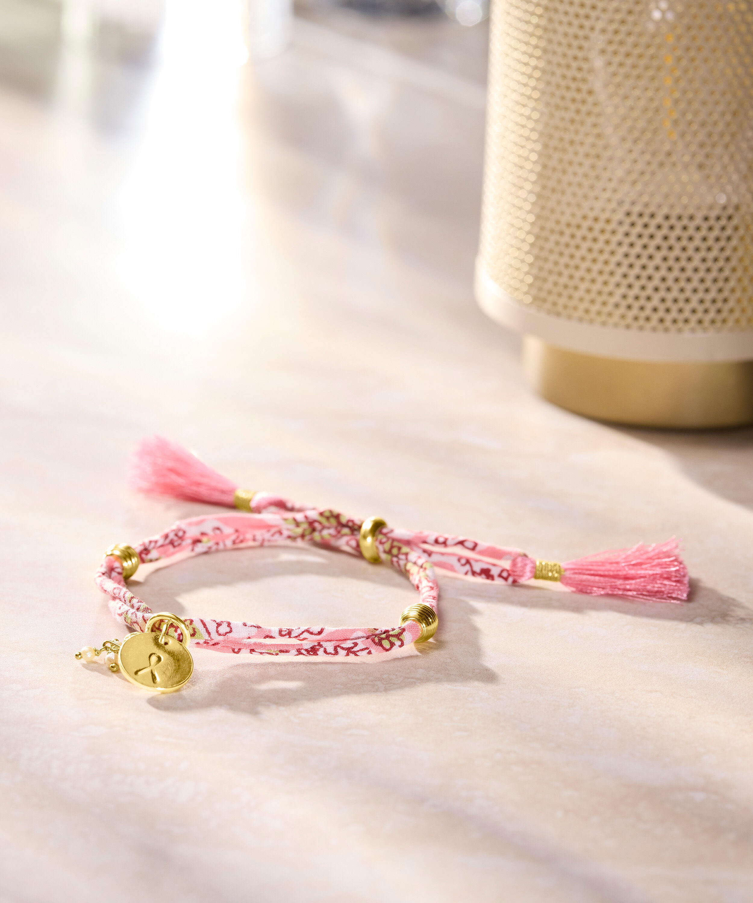 Pink Ribbon Armband, Roze
