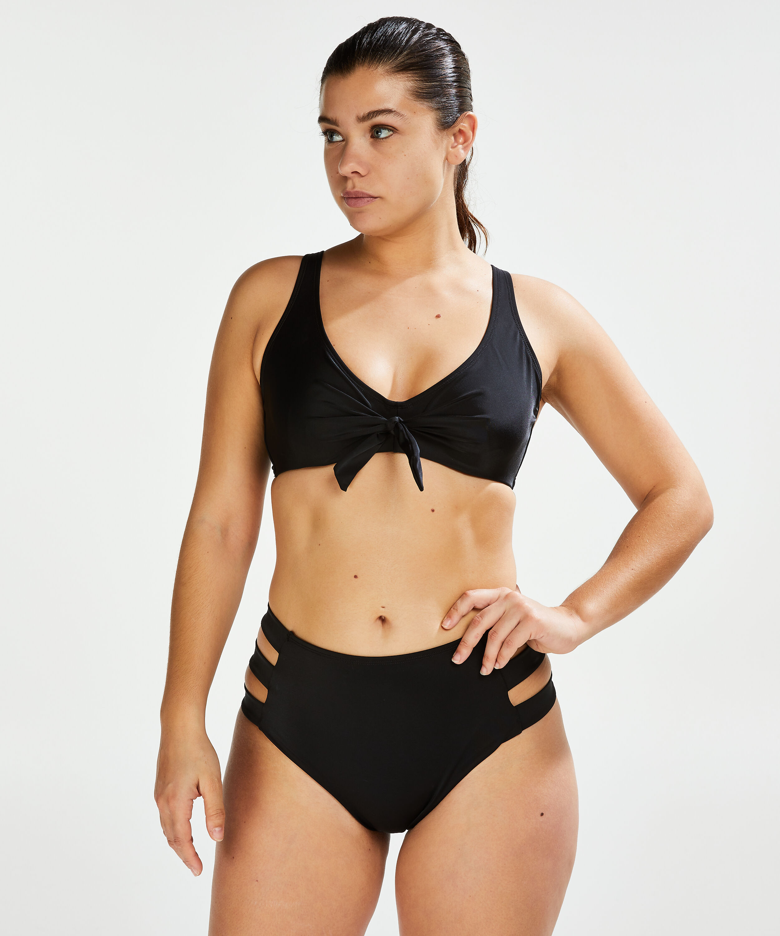 Hoog cheeky bikinibroekje Sunset Dream, Zwart