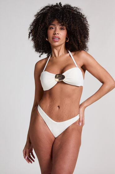 Hunkemöller Hoog uitgesneden bikinibroekje Cabo Wit