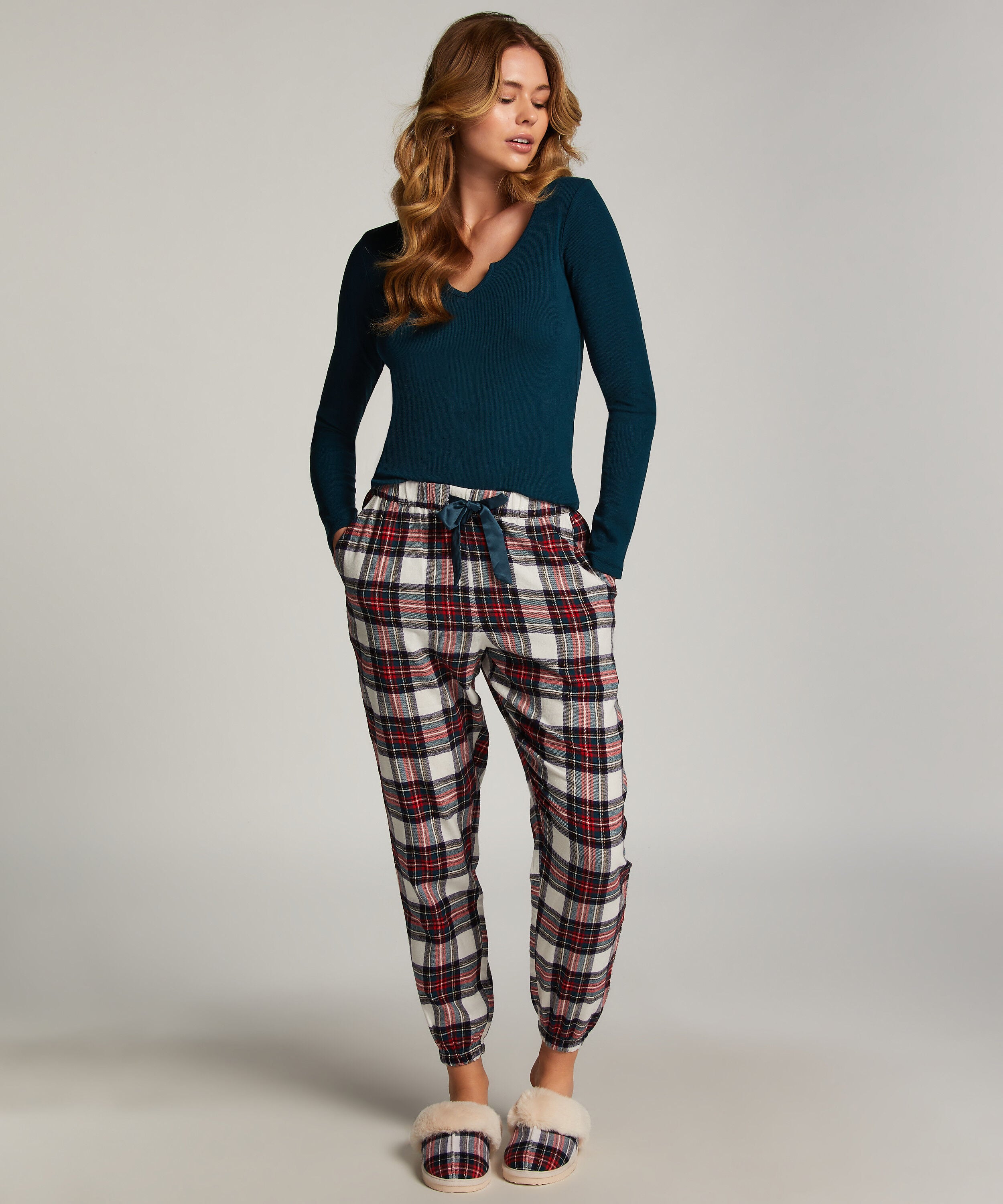 Pyjamabroek Flannel, Wit