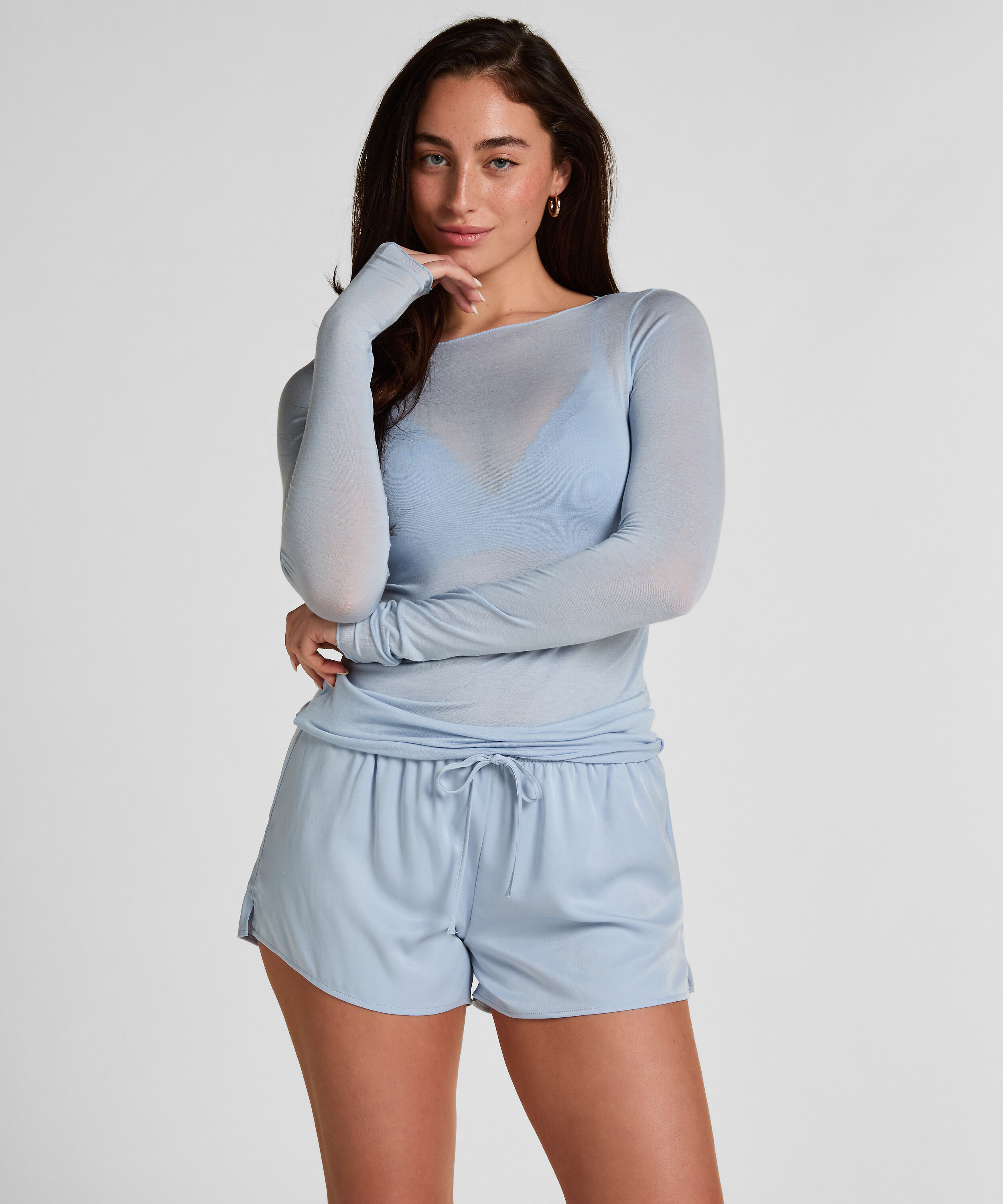 Satin Shorts Ayla, Blauw