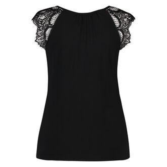 Singlet Jersey Lace, Zwart