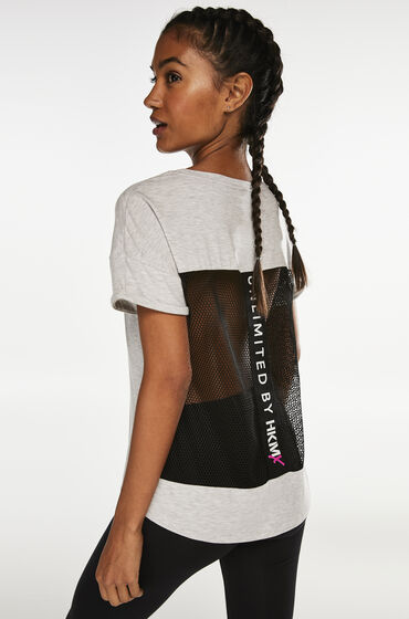 Hunkemoller Hkmx Sport Top Tee Mesh Tape Grijs hunkemoller kopen in de aanbieding