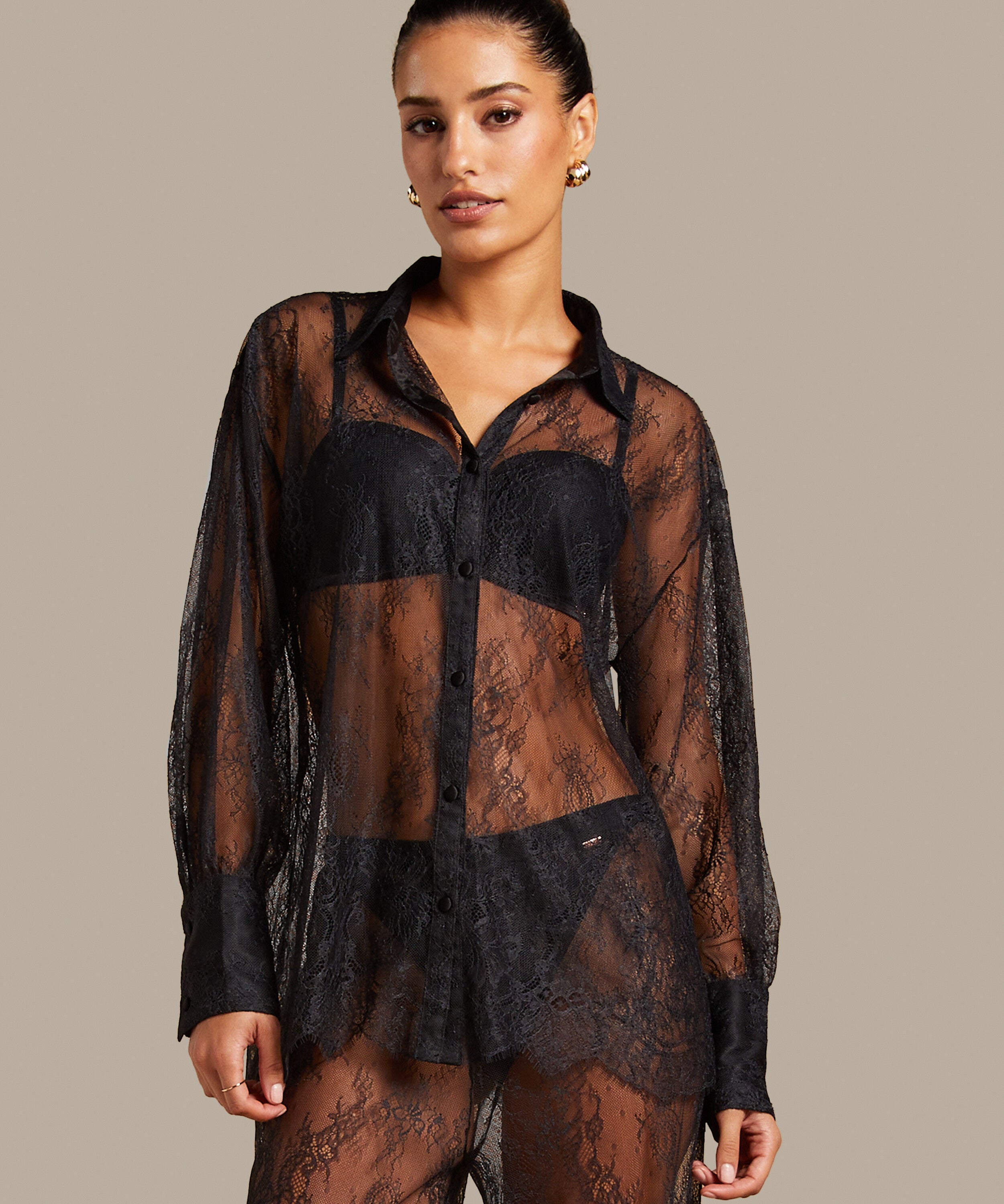 Lace top Camille, Zwart