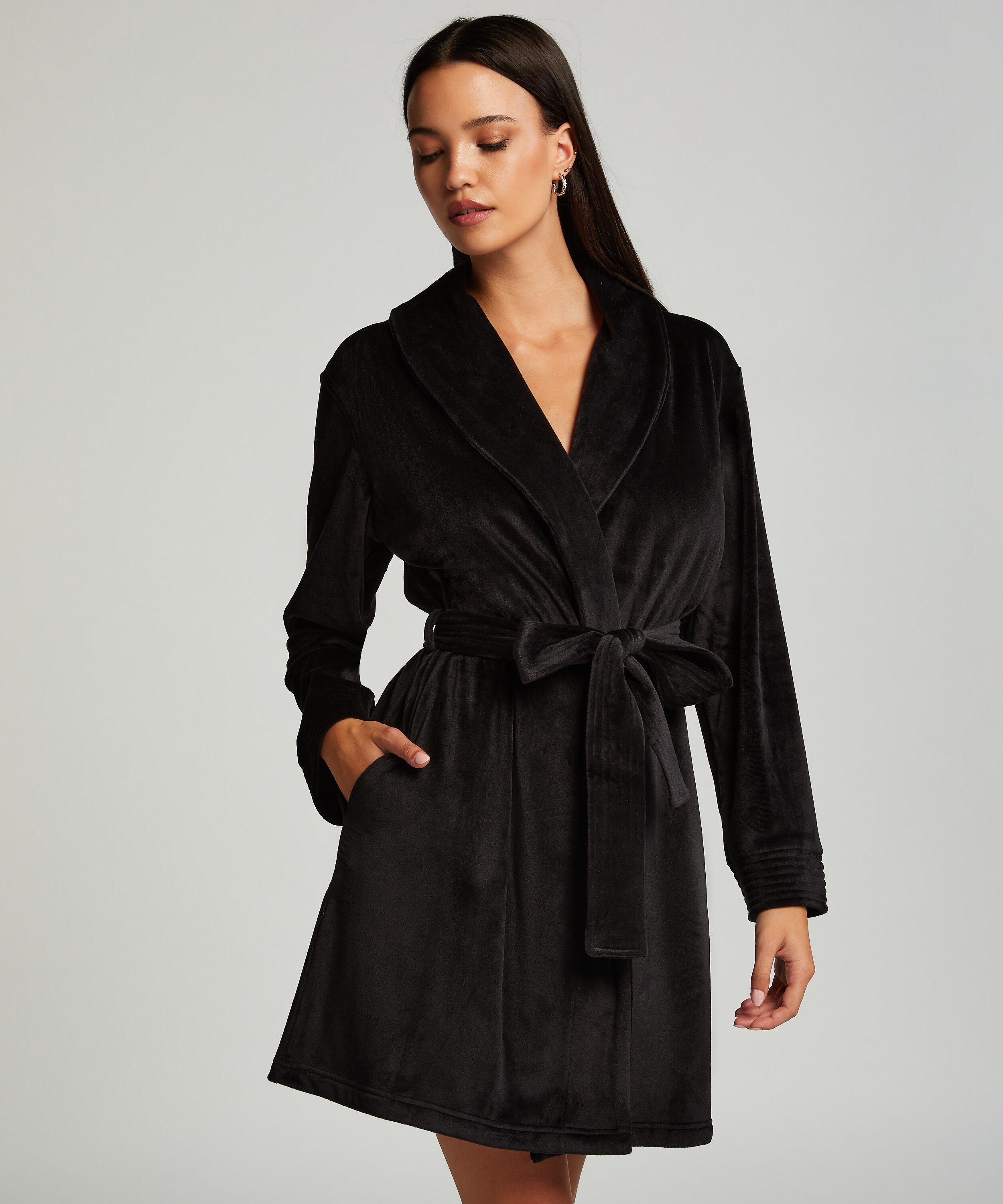 Badjas Velours, Zwart