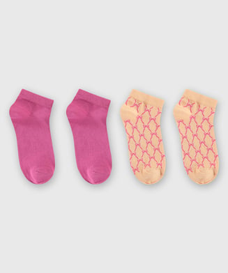 2 paar katoenen sokken trainerliners, Roze