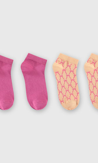 2 paar katoenen sokken trainerliners, Roze