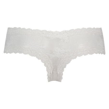 Brazilian V-shape Floral Mesh, Wit
