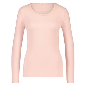 Pyjama top lange mouwen rib, Roze