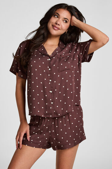 Hunkemöller Pyjama Short Satin Bruin