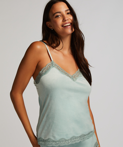 Cami top Velours Lace, Groen