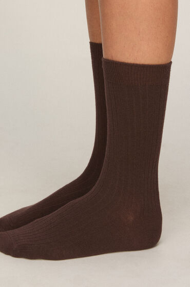 Hunkemöller Cashmere Blend Ribbed Socks Bruin