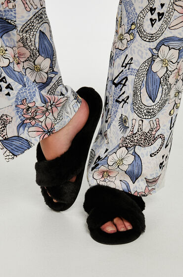 Hunkemoller Cross Straps Indoor Sandal Zwart hunkemoller kopen in de aanbieding