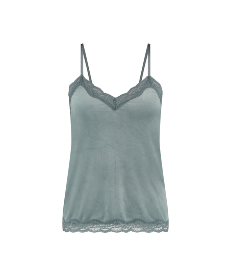 Cami top Velours Lace, Blauw