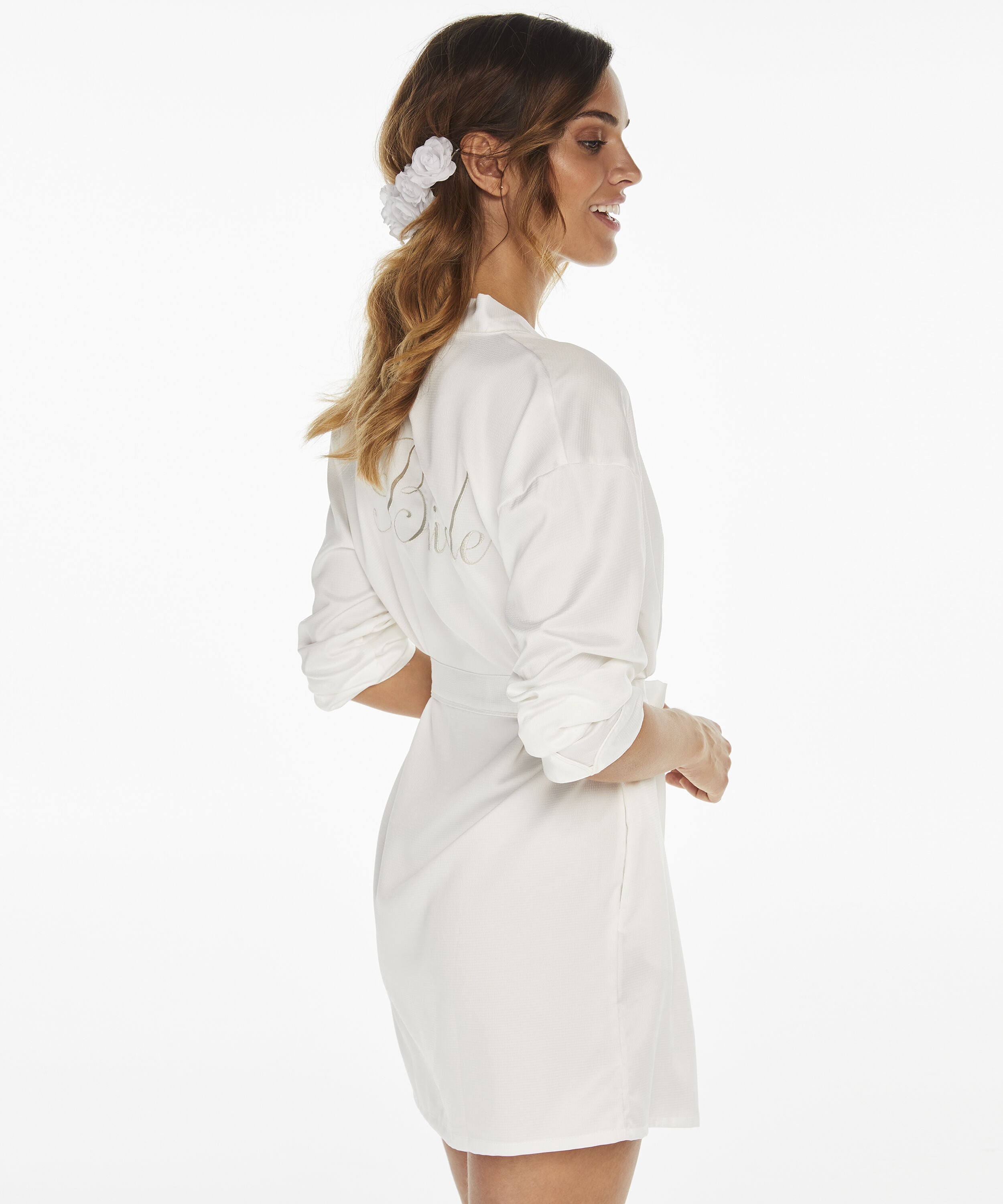 Kimono Satin Bridal, Wit