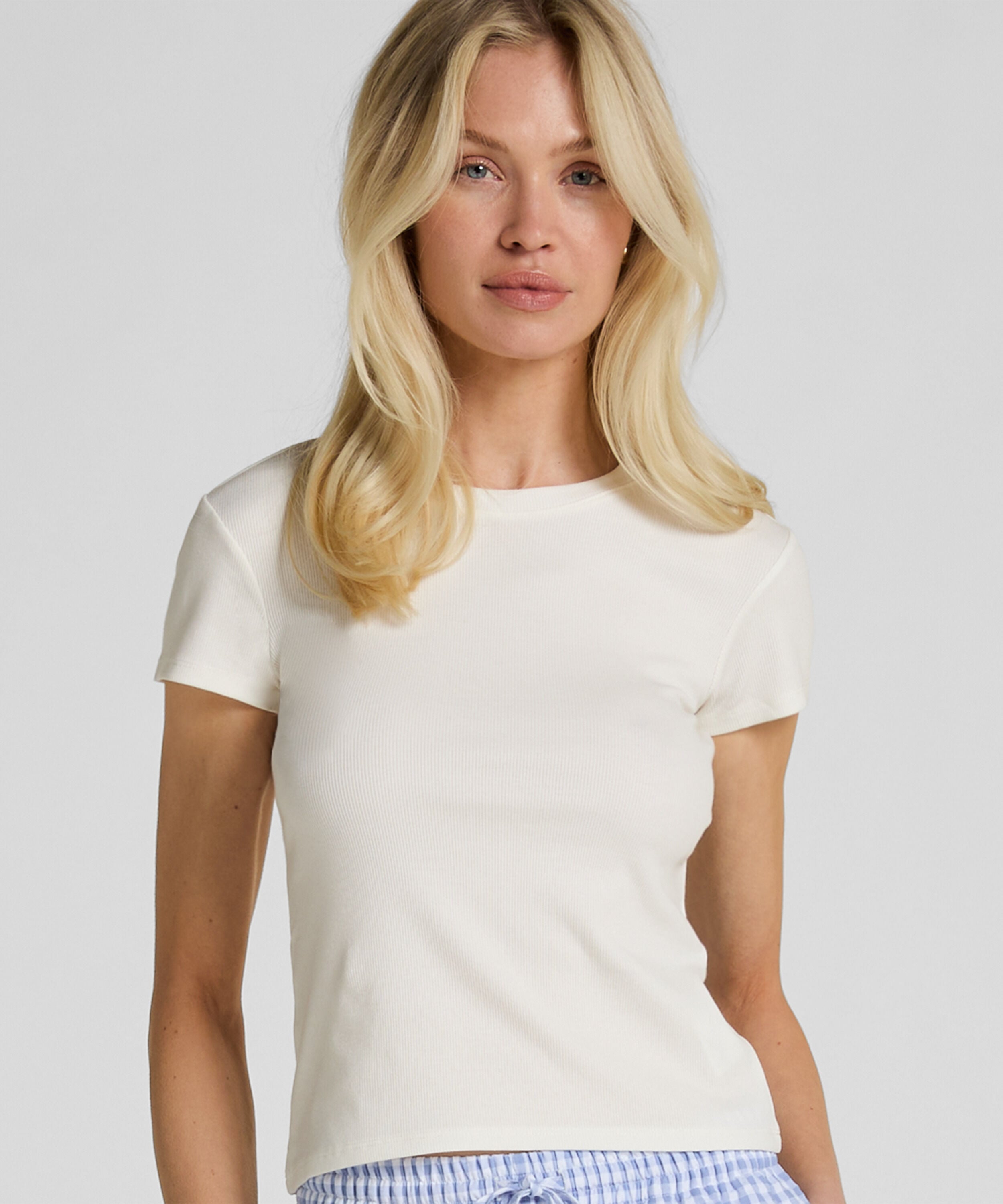 Pyjama Top met Korte Mouwen, Wit