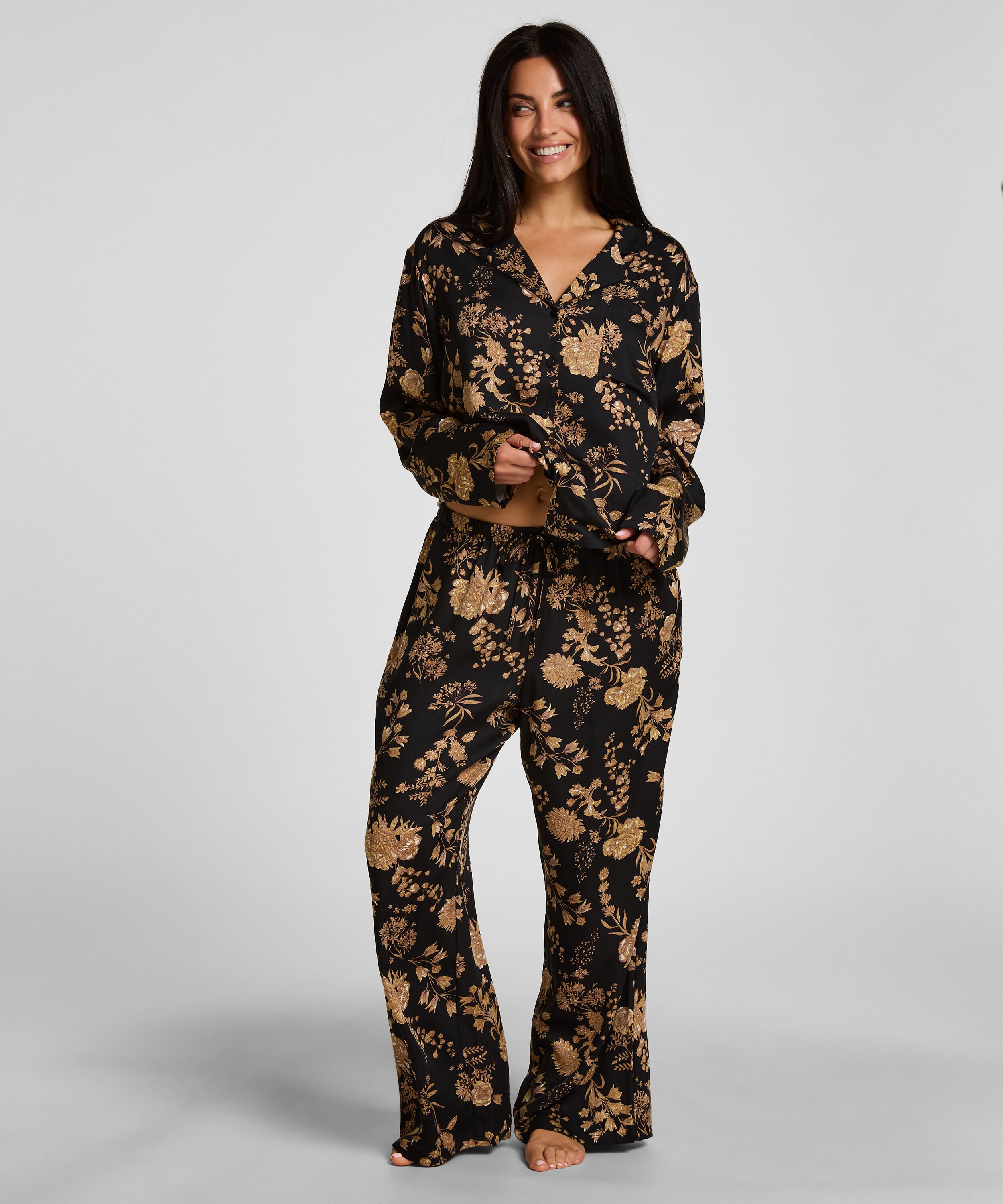 Pyjamabroek Woven Print, Zwart Pyjamabroek Woven Print, Zwart