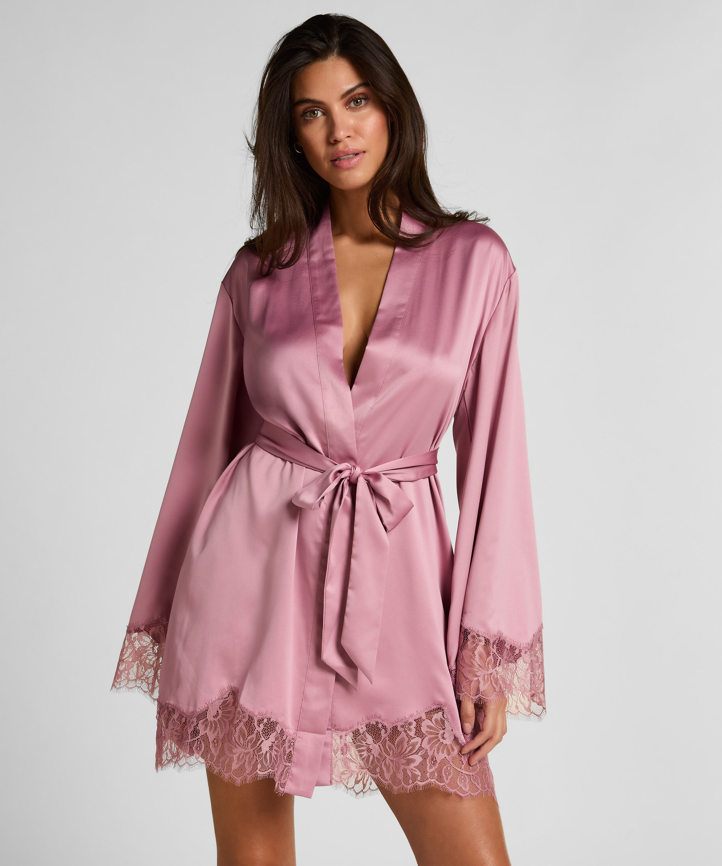 Satijnen kimono Valerie, Roze