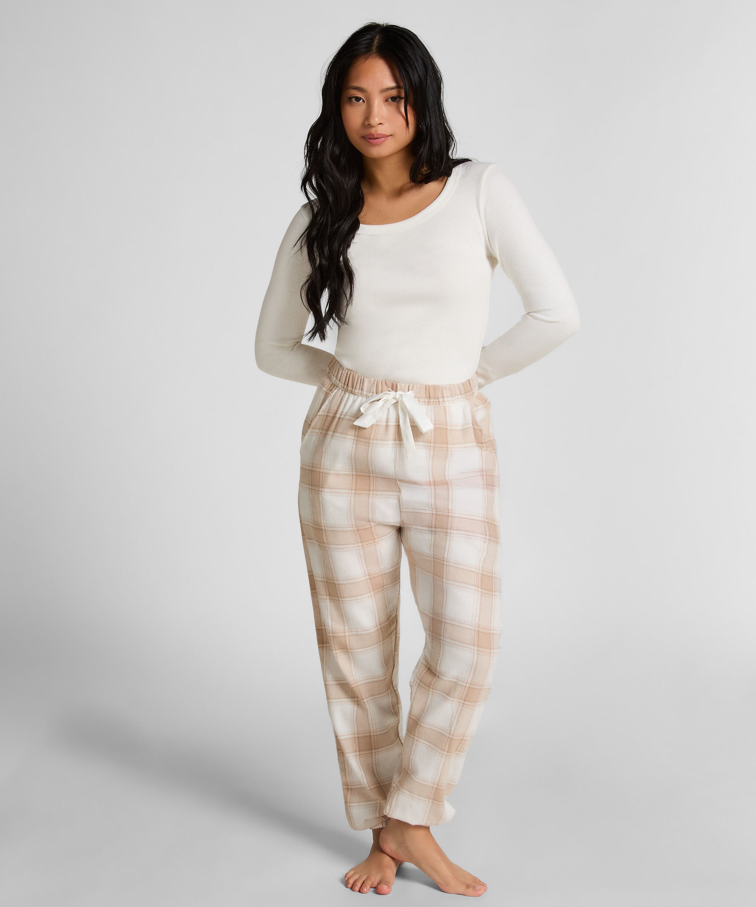 Pyjamabroek Flannel, Beige