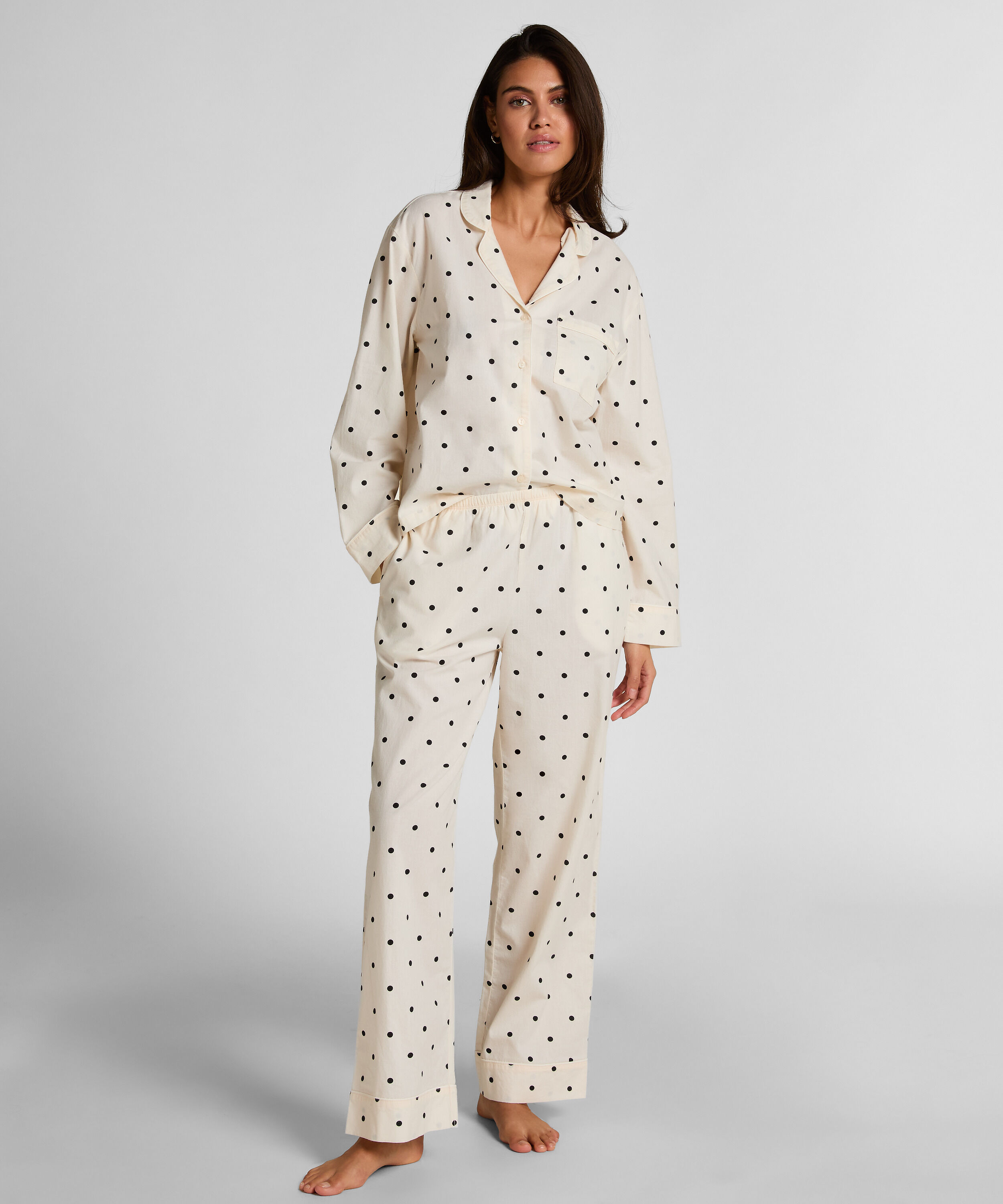 Katoenen broek met Stippen, Wit Katoenen broek met Stippen, Wit
