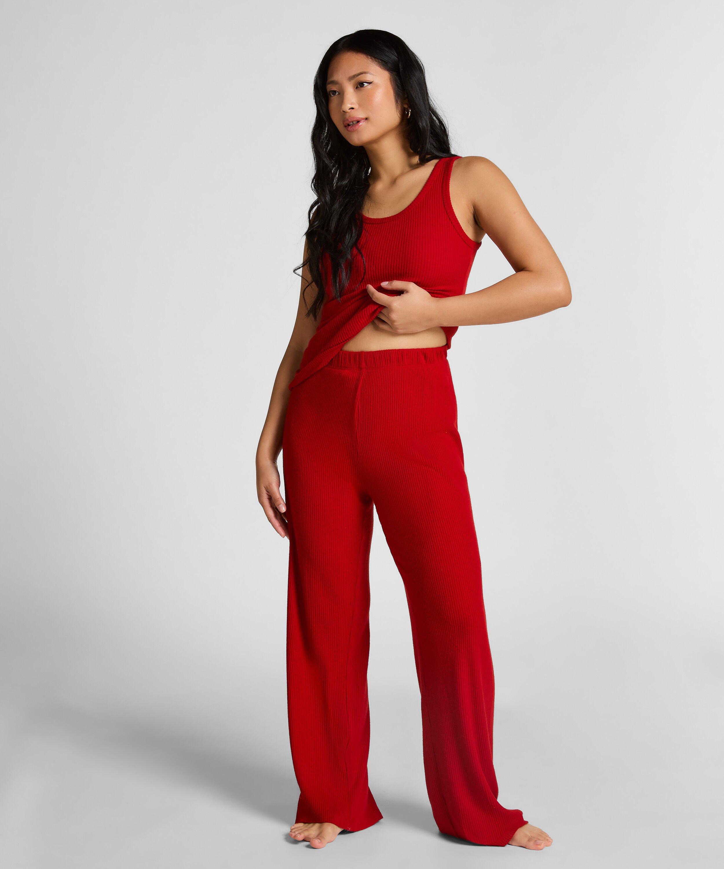 Broek Brushed Jersey, Rood