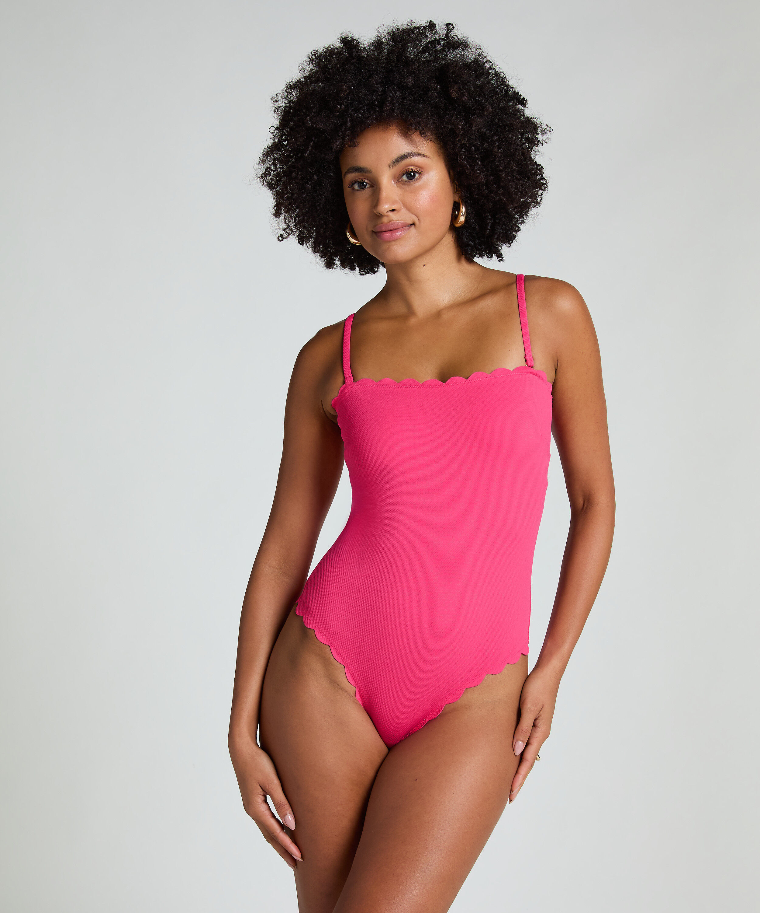 Badpak Bandeau Scallop, Roze