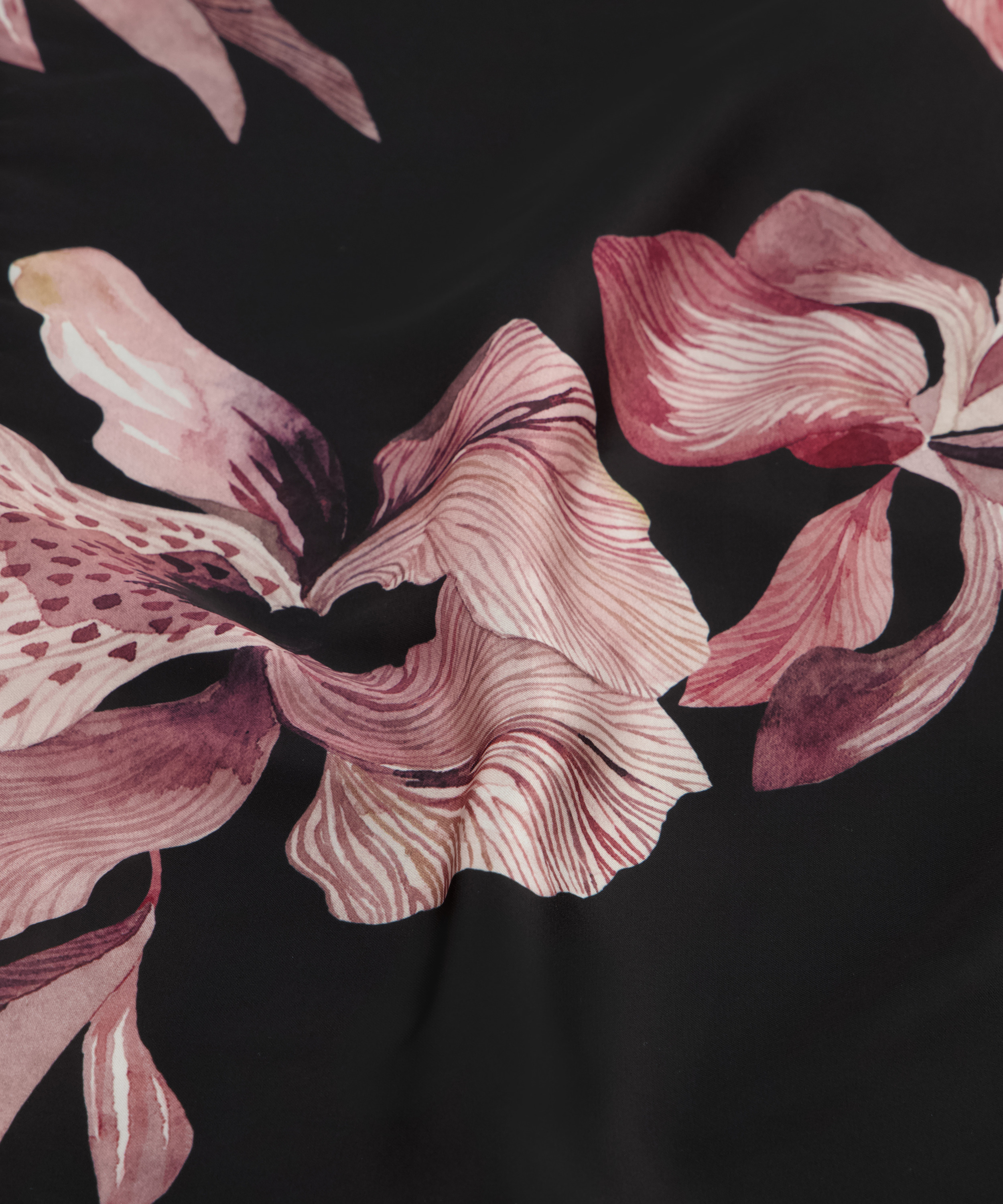 Kimono Satijn Bloom, Zwart, main