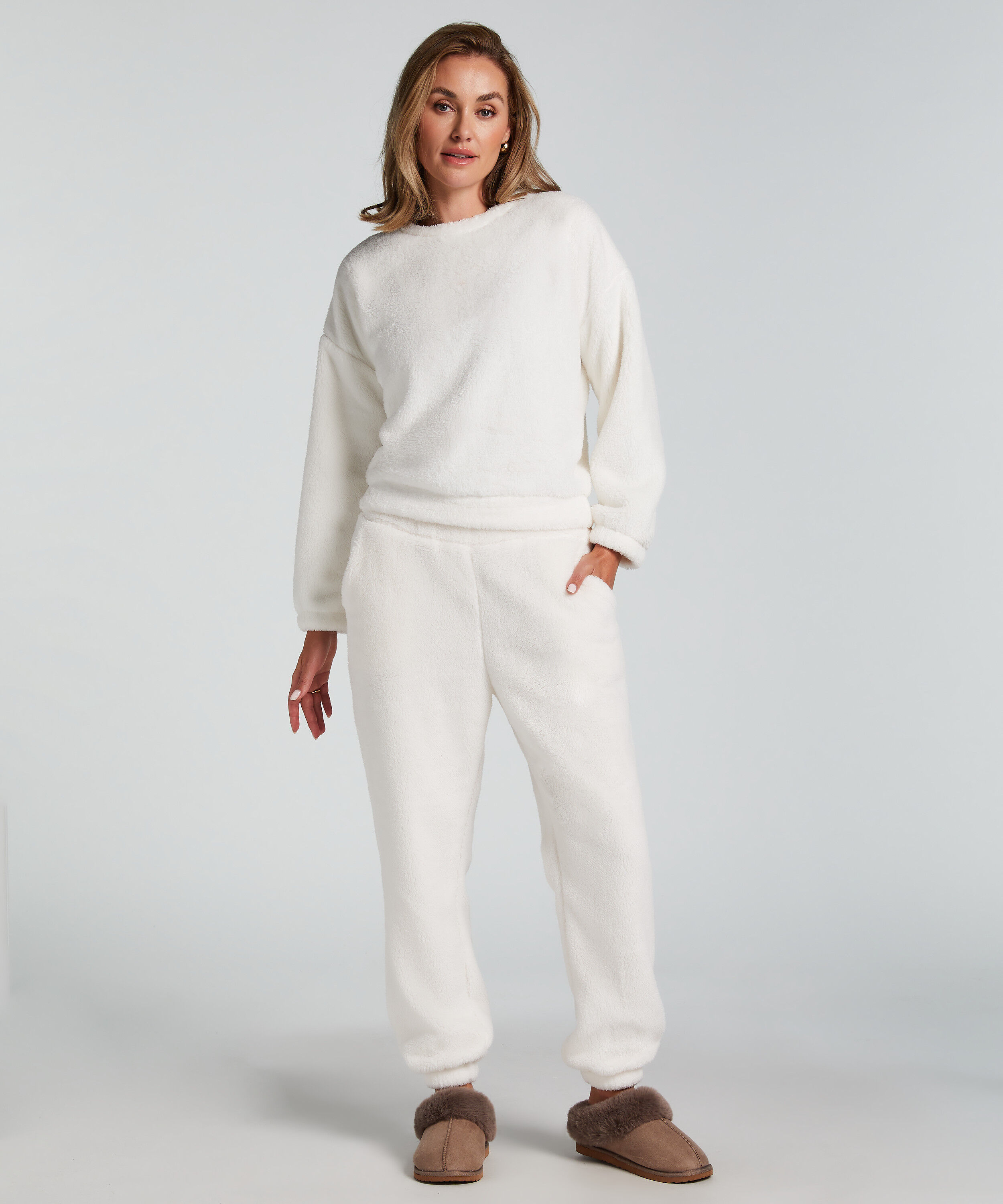Joggingbroek Fleece Snuggle, Wit