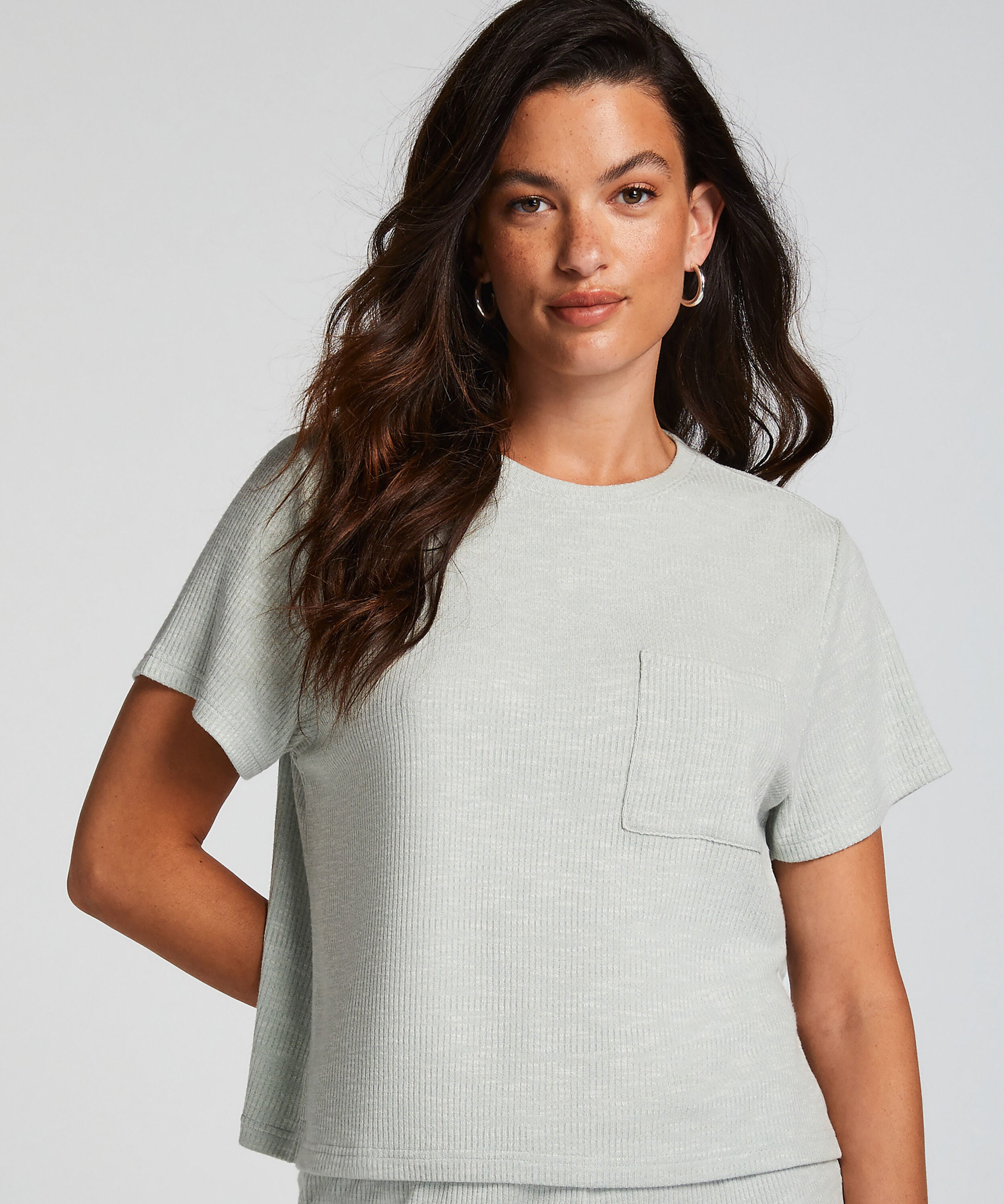 Top korte mouwen Rib, Groen